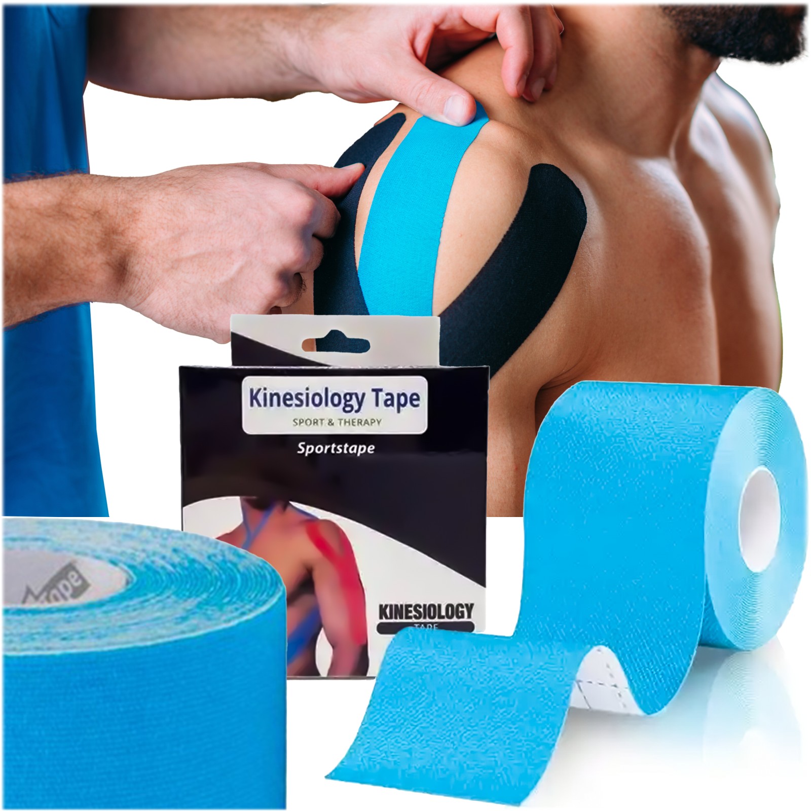 Extralink | Plastry | tape tejpy kinesiotaping tejp taśma sport pro 5mx5cm niebieska