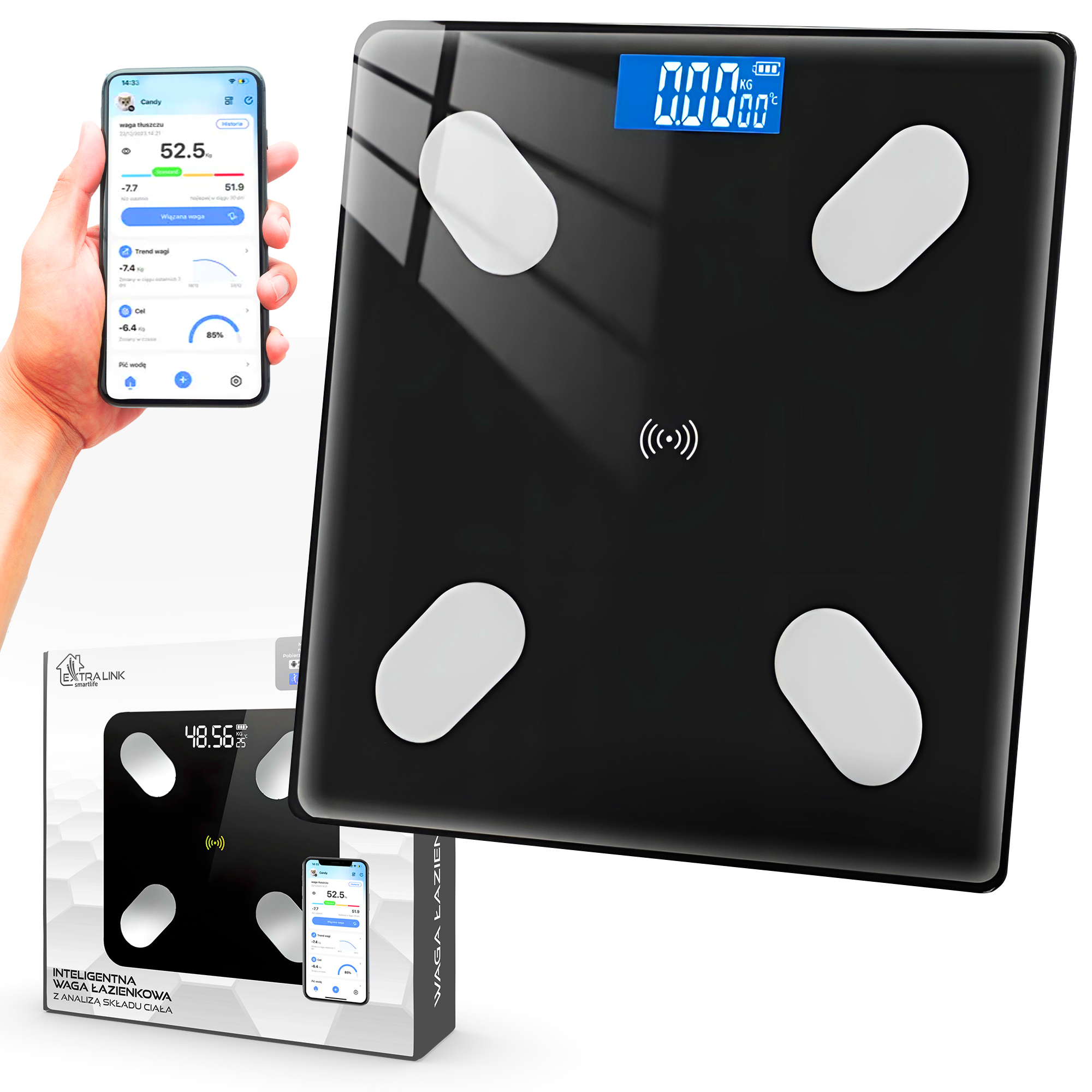 Extralink Smart Life | Waga łazienkowa | inteligentna plus