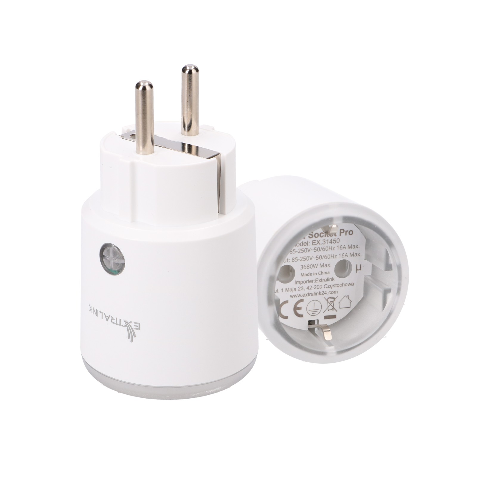Extralink Smartlife Smart Socket SC Pro | Inteligentne gniazdko | Zigbee, Homekit, Tuya, 3680W
