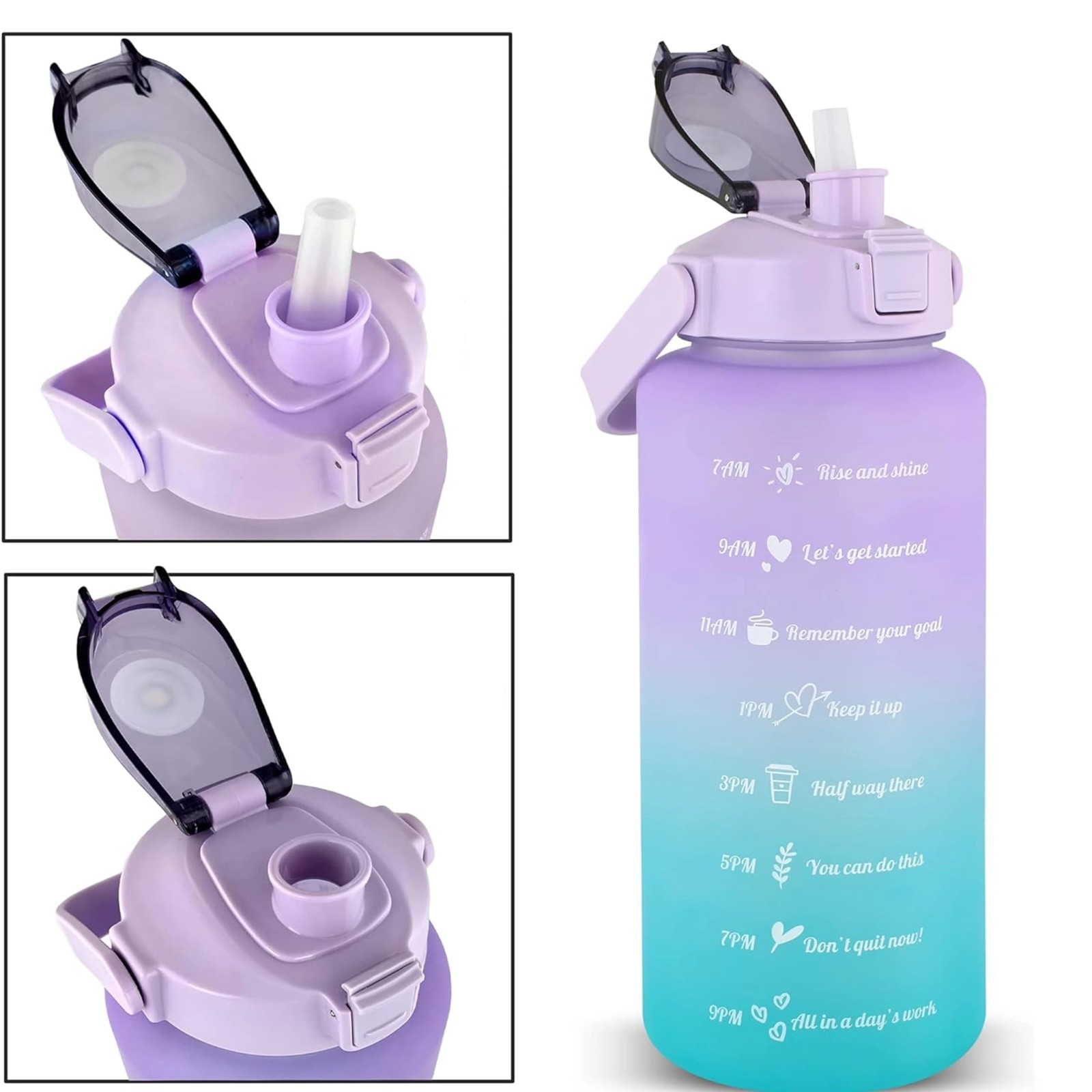 Extralink | Butelka motywacyjna | bidon na wodę, 2000ml, fioletowo-błękitna, BUT-992 - obrazek 5
