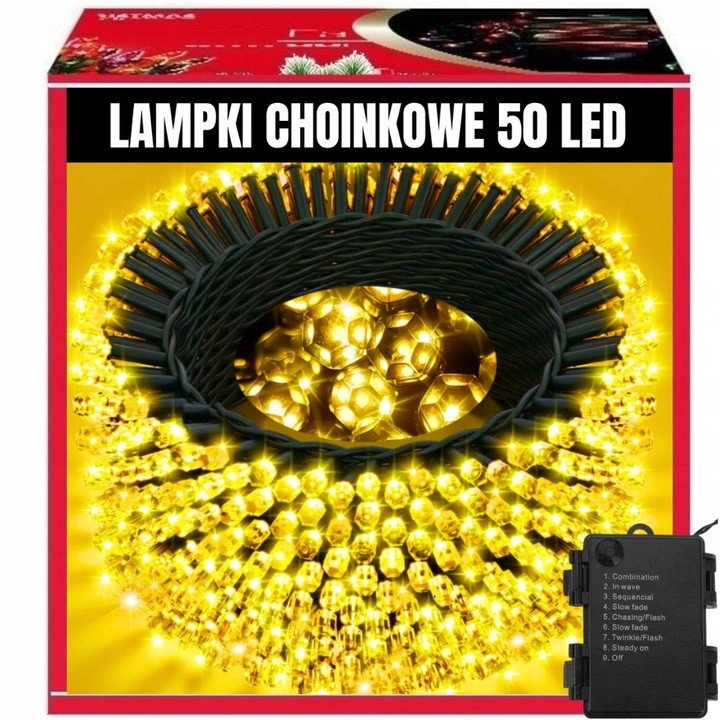 Extralink | Lampki choinkowe | świąteczne, 5,5m, 50 LED, zewnętrzne, białe, ciepłe, na baterie