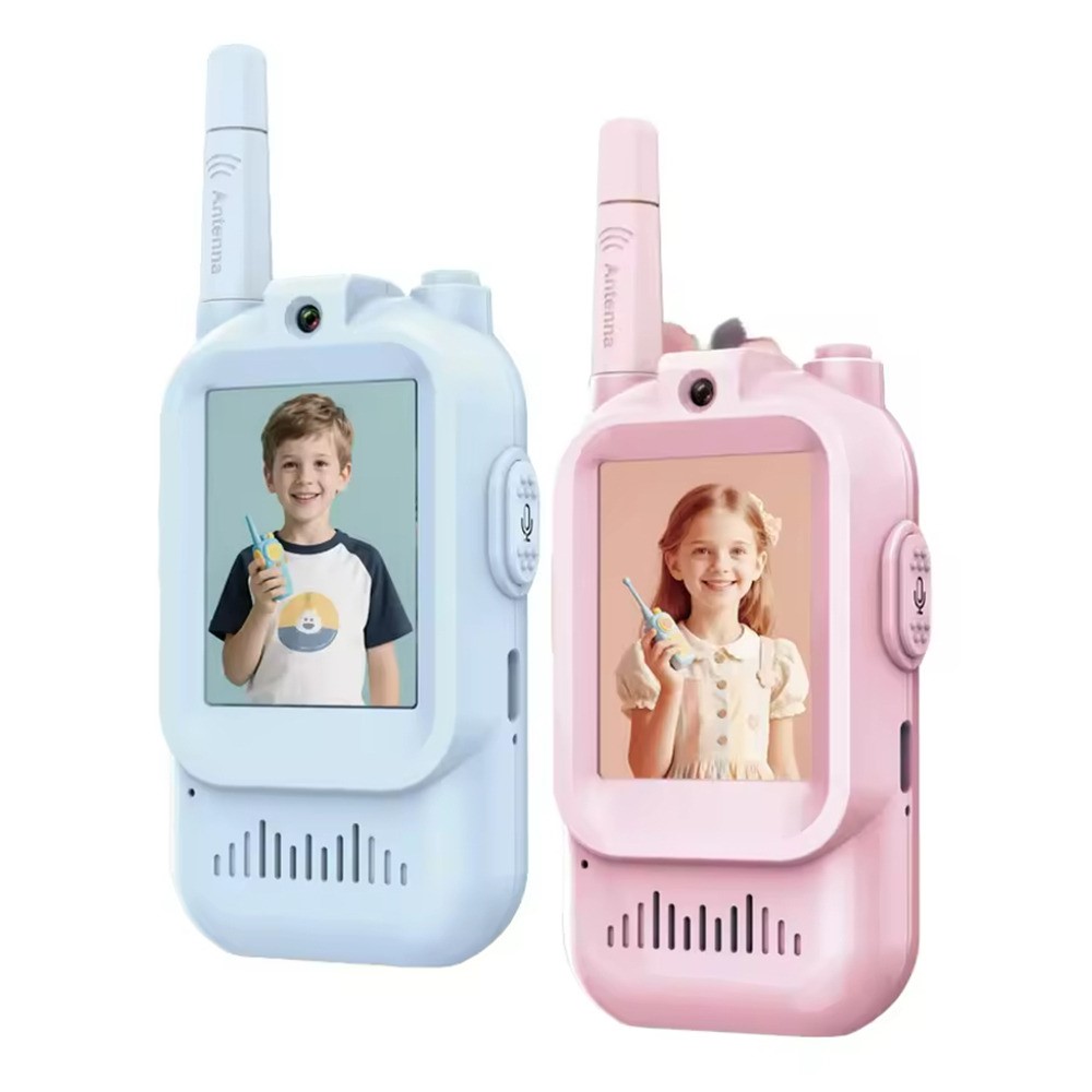Extralink Kids Visible Walkie-Talkie | Krótkofalówka z kamerą, elektroniczna zabawka dla dzieci | Zestaw 2 sztuk: Niebieski + Różowy