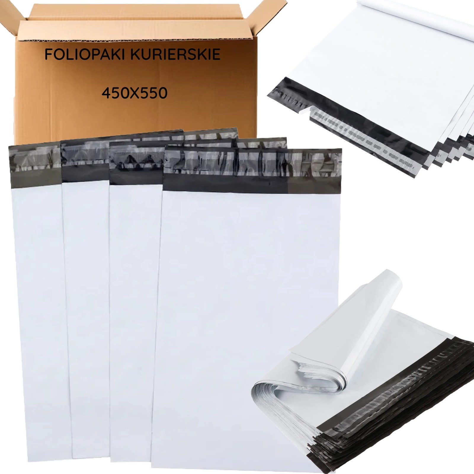 Extralink | Foliopaki kurierskie | białe 4xl 450x550 50 szt