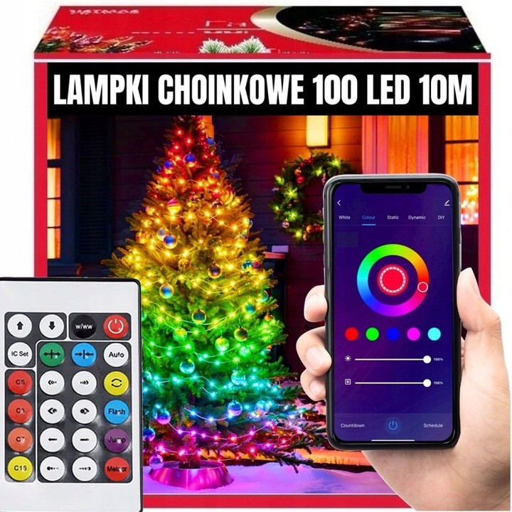 Extralink | Lampki choinkowe | świąteczne, 10m, 200 LED, multikolor, smart, WiFi, pilot