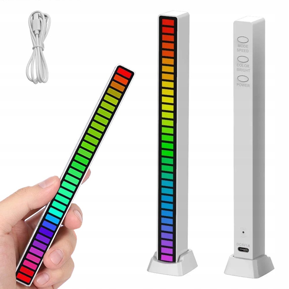 Extralink | Lampka LED USB RGB | reakcja na dźwięk, listwa z akumulatorem, biała