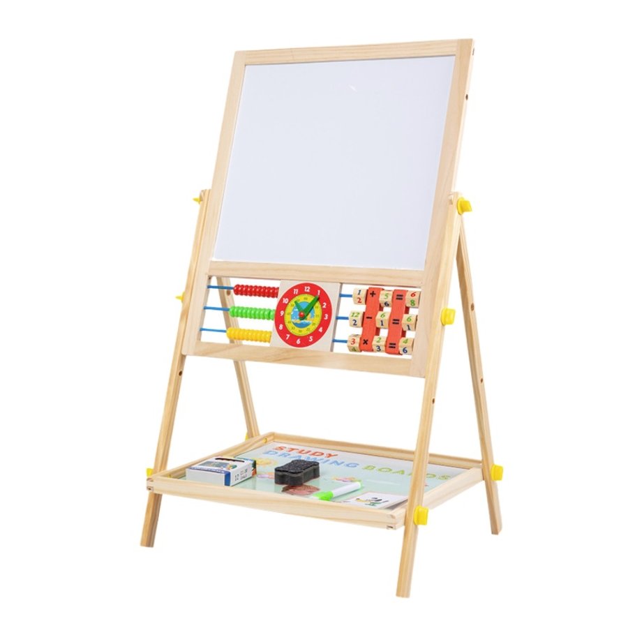 Extralink Toys | Dwustronna Tablica dla Dzieci | Kredowa, Magnetyczna, Suchościeralna, Liczydło, Zegar