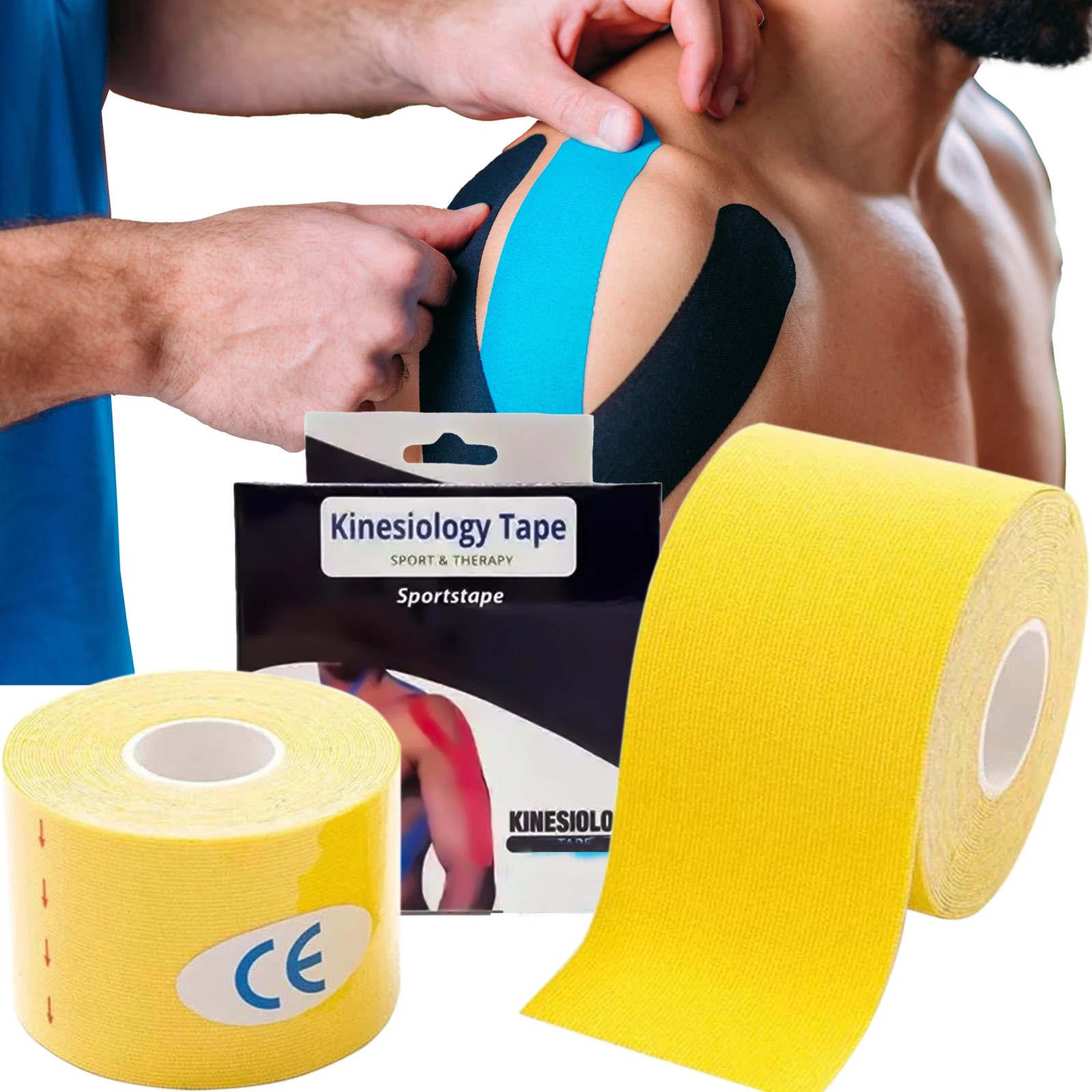 Extralink | Plastry | tape tejpy kinesiotaping tejp taśma kinesio sport pro 5mx5cm żółty