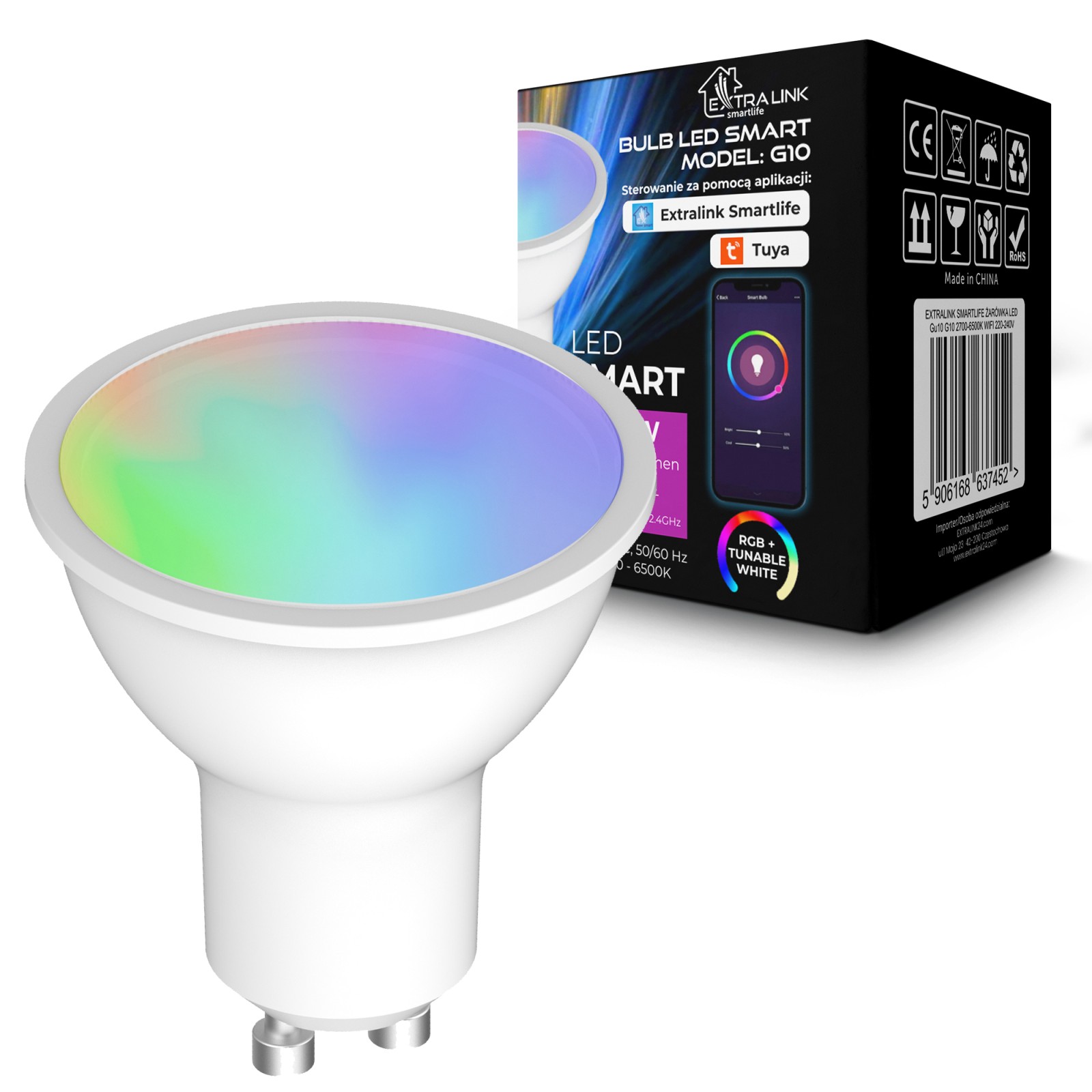 Extralink Smartlife | Żarówka LED | GU10 G10 2700-6500K WiFi 220-240V, Tuya