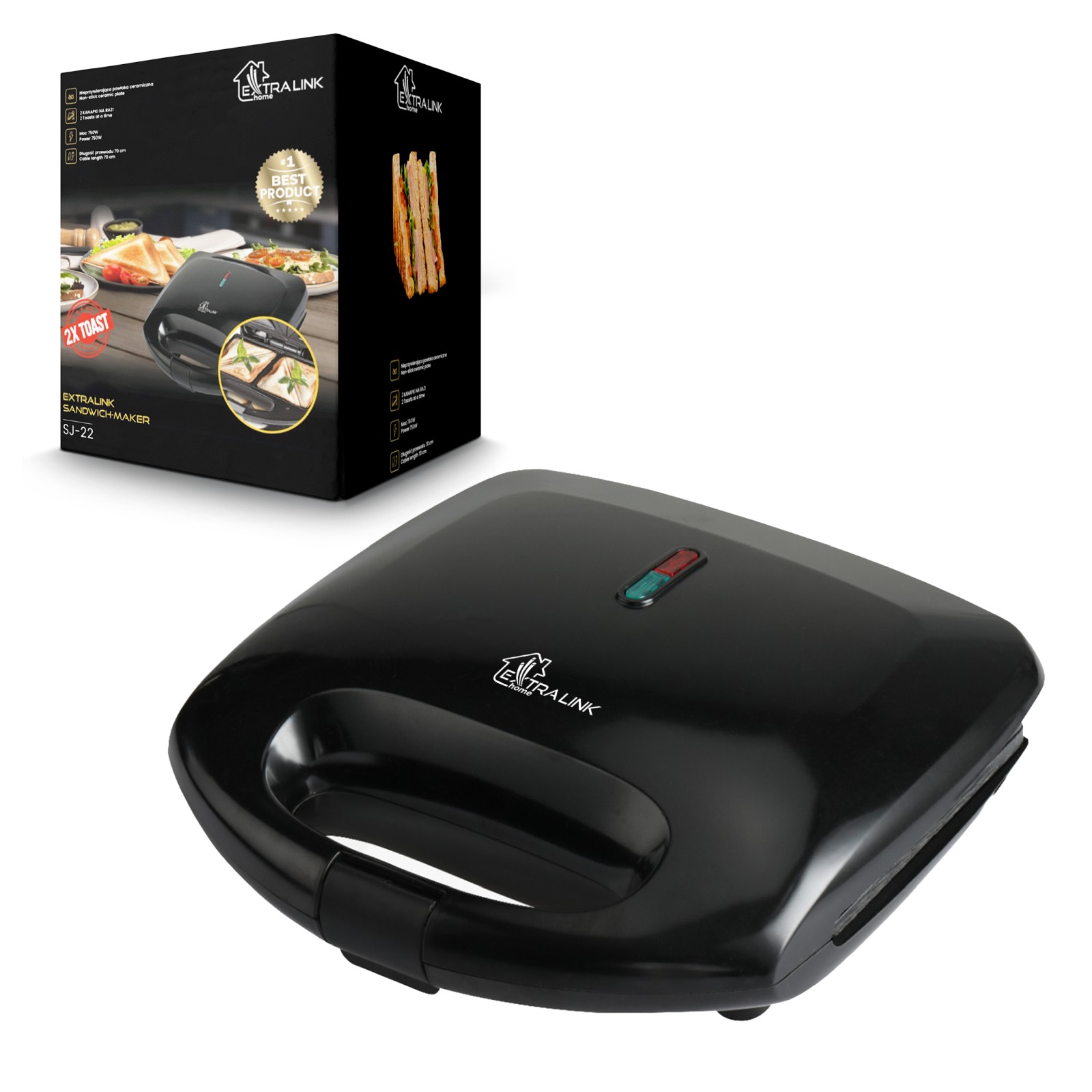 Extralink Smart Life Sandwich Maker SJ-22 | Opiekacz | 750W