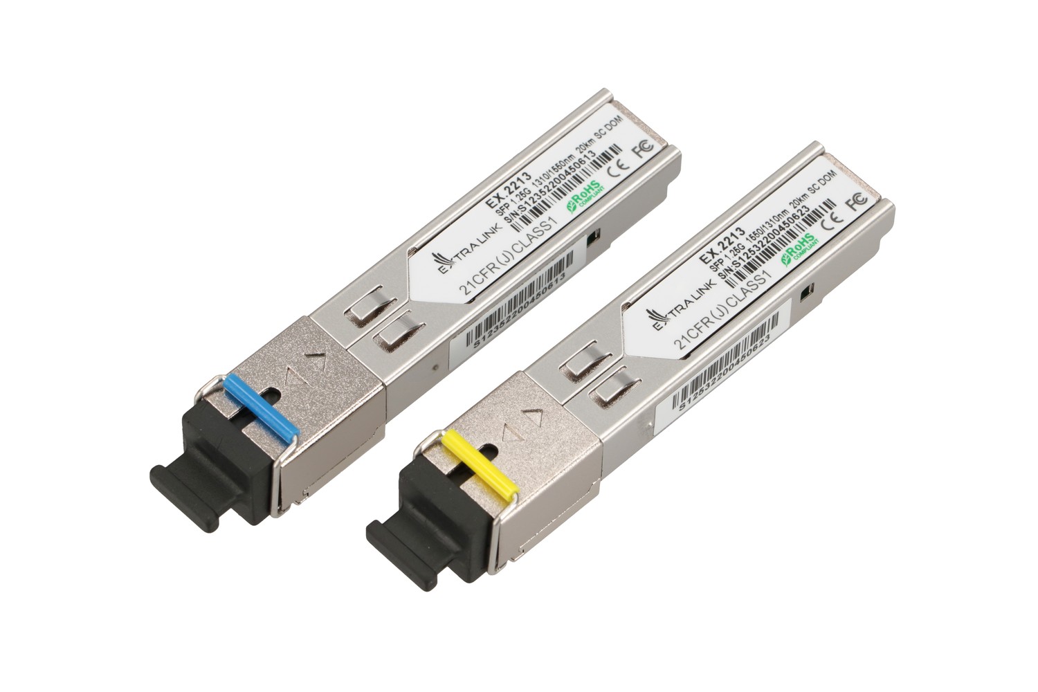 Extralink SFP 1.25G | Moduł SFP WDM | 1,25Gbps, 1310/1550nm, single mode, 20km, SC, DOM, para - obrazek 2