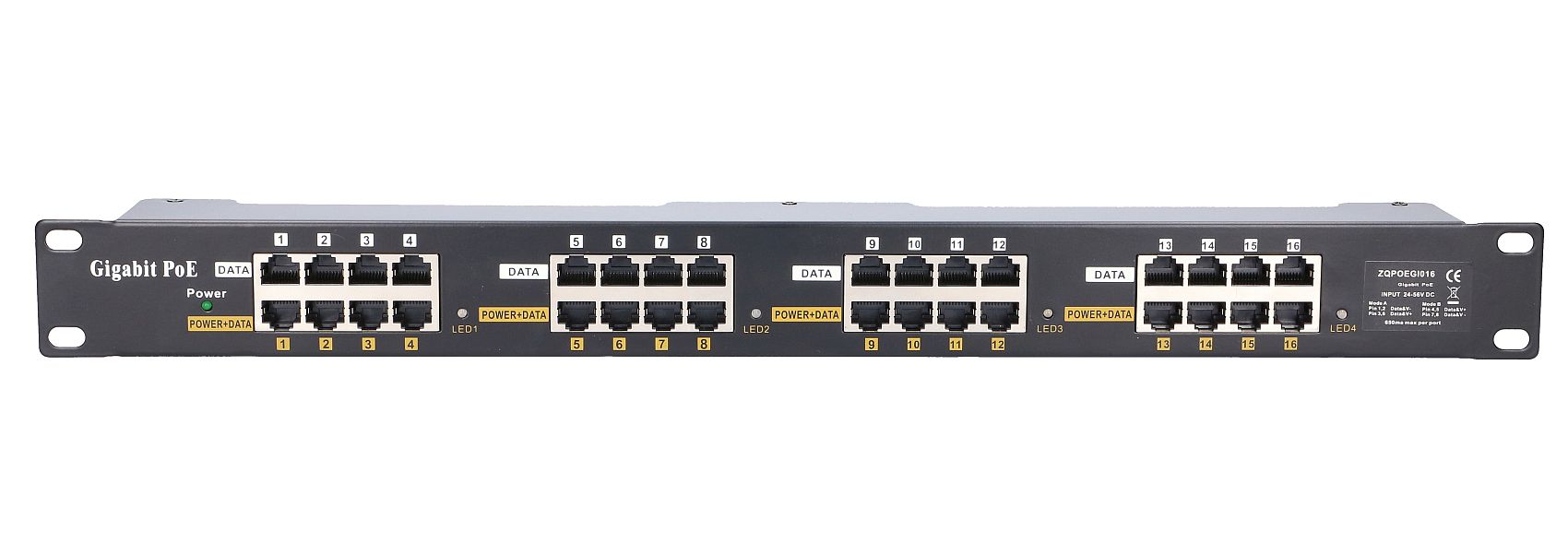 Extralink 16 Portowy | Gigabit PoE Injector | 16x 1000Mb/s RJ45, Obudowa Rack - obrazek 2
