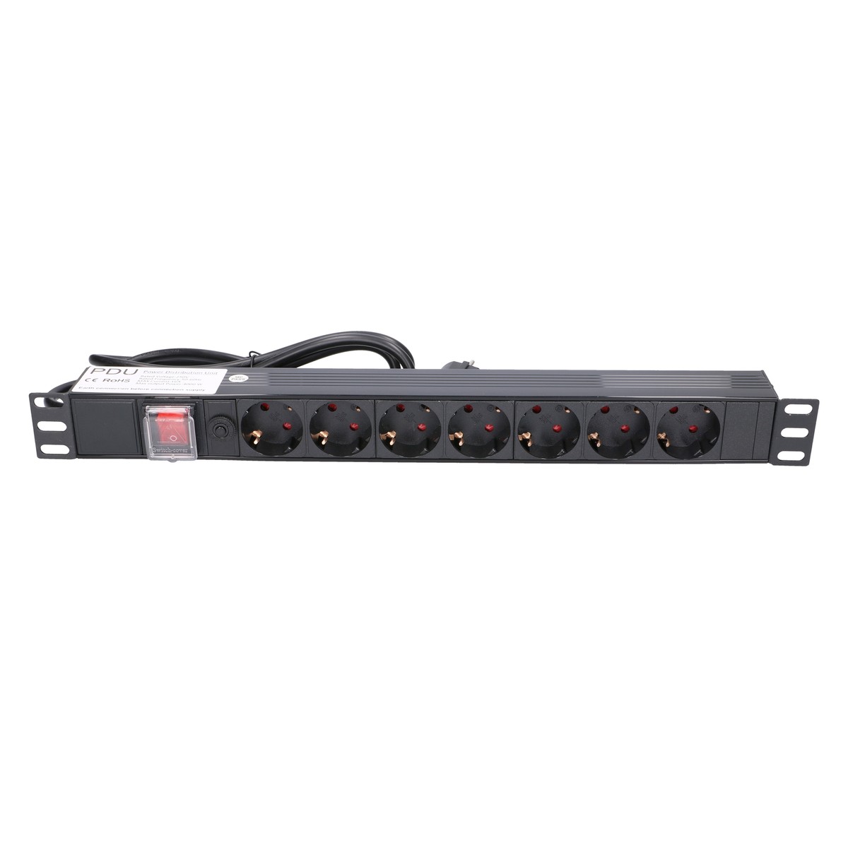Extralink EXPDU7EU SW | Listwa zasilająca | 19" 1U, 7 gniazd EU, z wyłącznikiem, 2m - obrazek 2