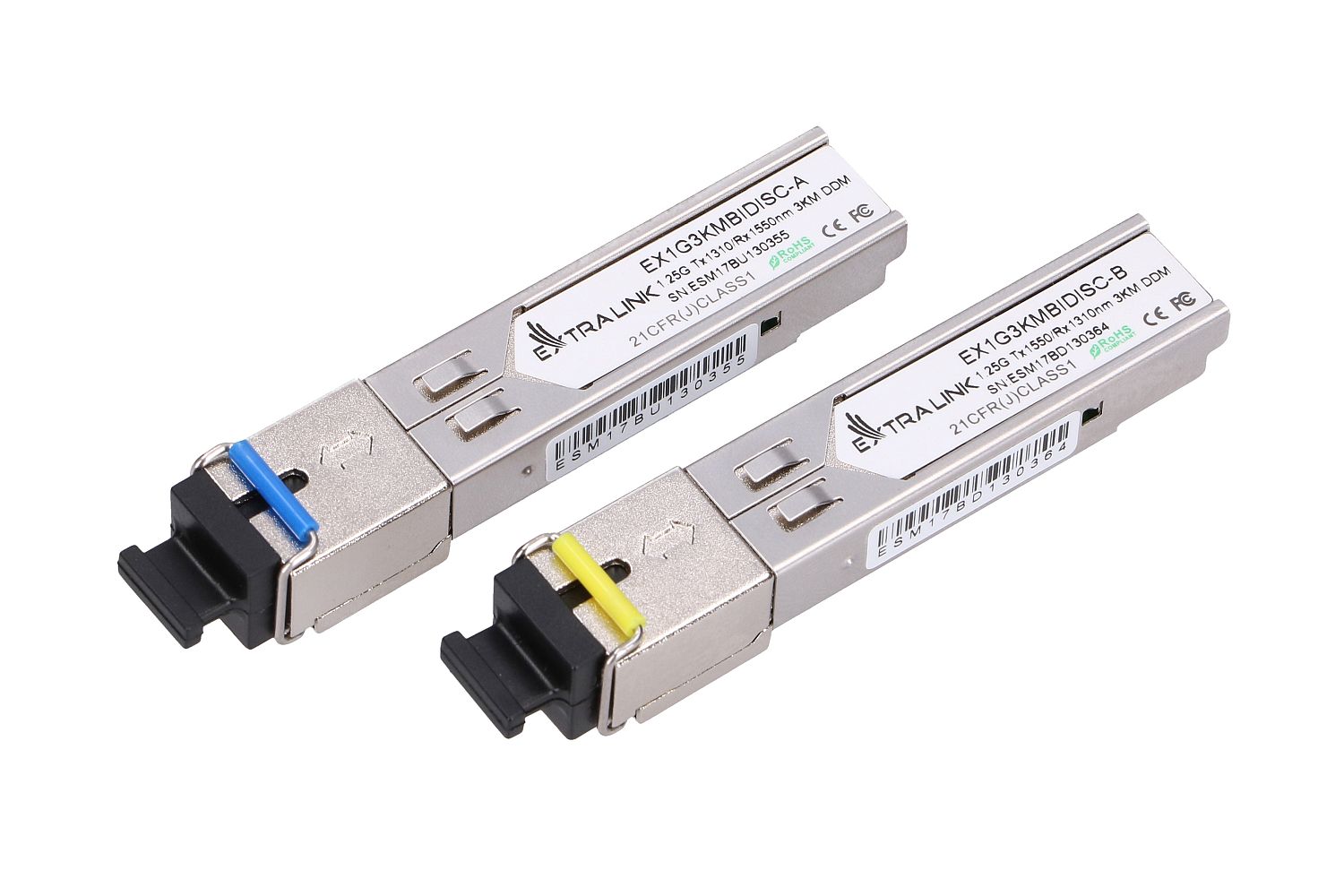 Extralink SFP 1.25G | Moduł SFP WDM | 1,25Gbps, 1310/1550nm, single mode, 3km, SC, DOM, para - obrazek 2