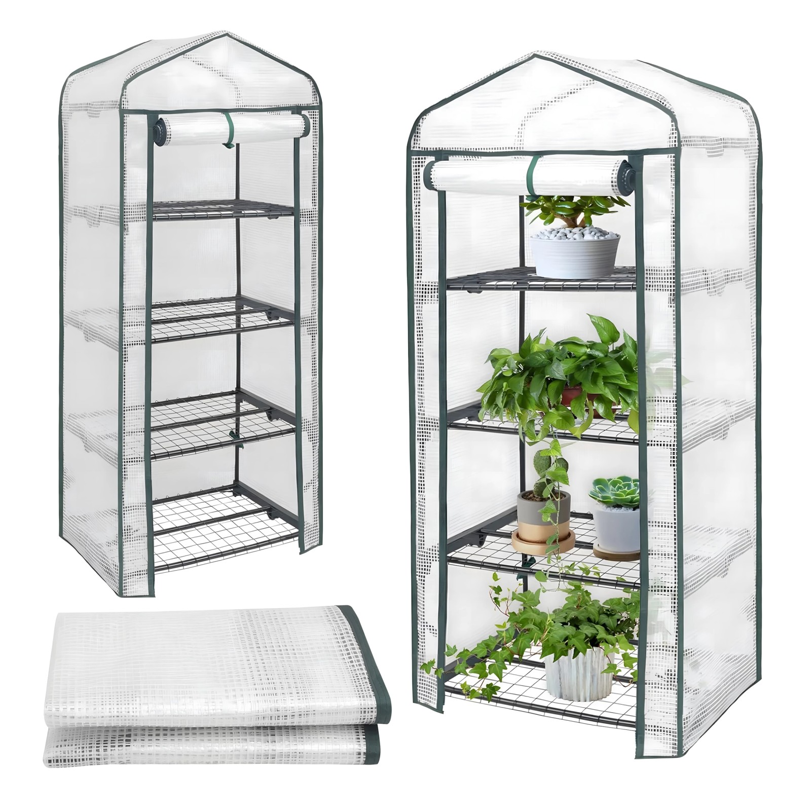 Extralink Home | Mini szklarnia balkonowa | ogrodowa 4 półki pionowa foliak 160x70x50 cm