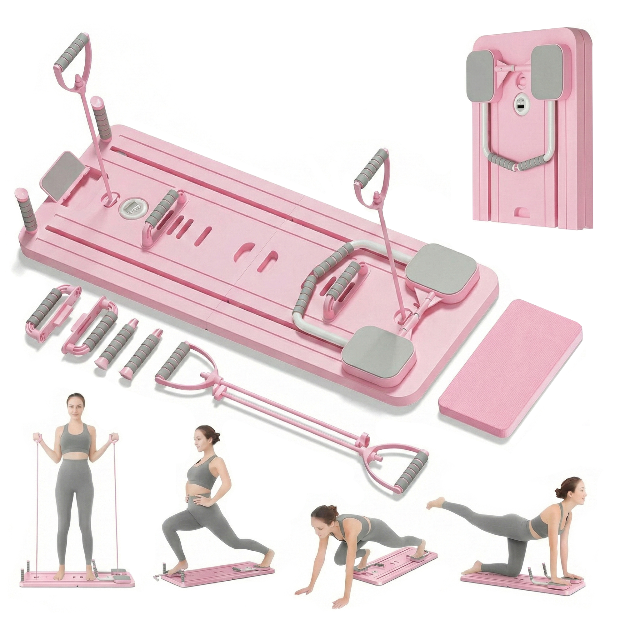 StayFit by Extralink | Deska do pilatesu | różowa, reformer do ćwiczeń brzucha, pompek