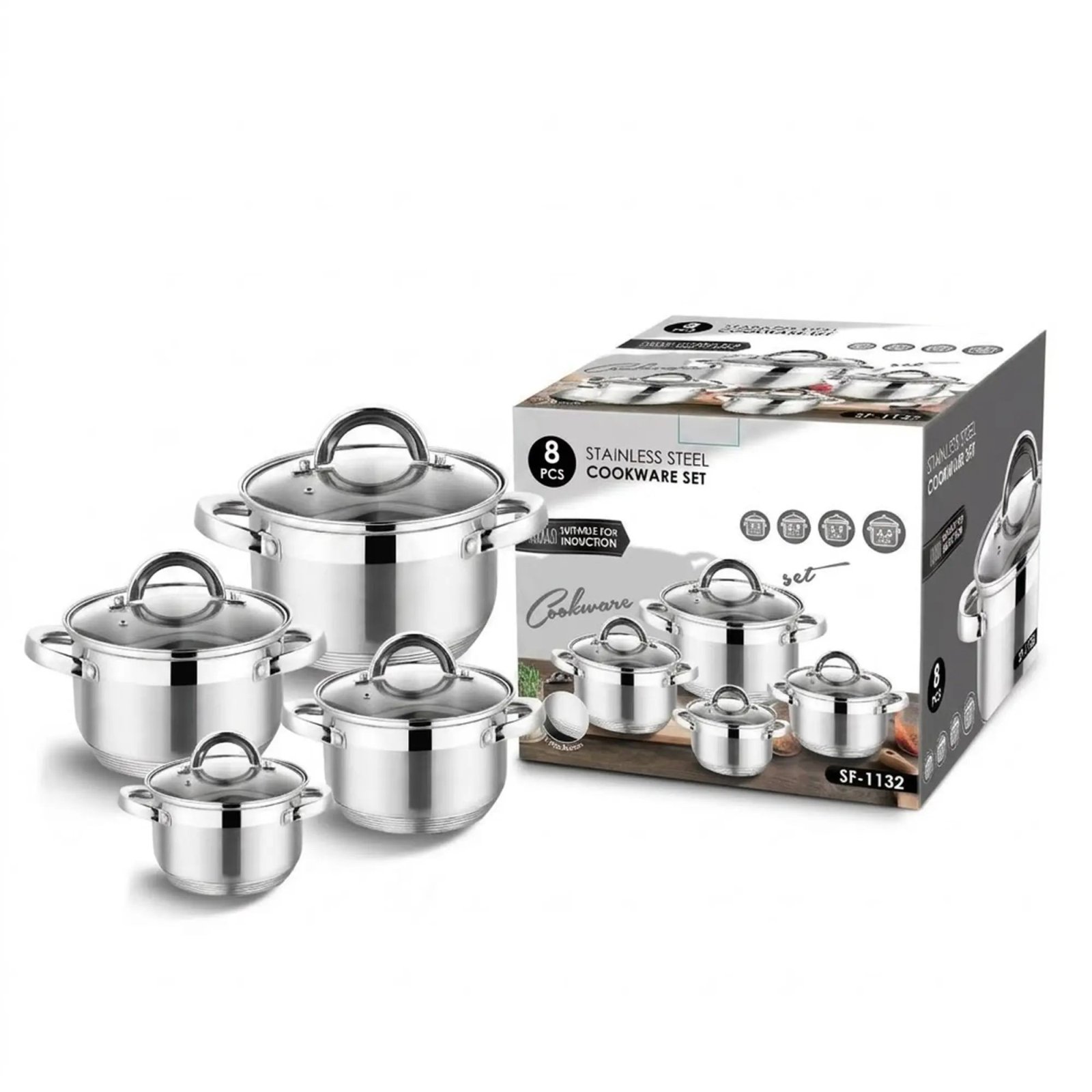 Extralink Home SF-1132 | Zestaw garnków | 4 szt, Stal nierdzewna, 1.9L, 2.7L, 3.6L, 6.1L