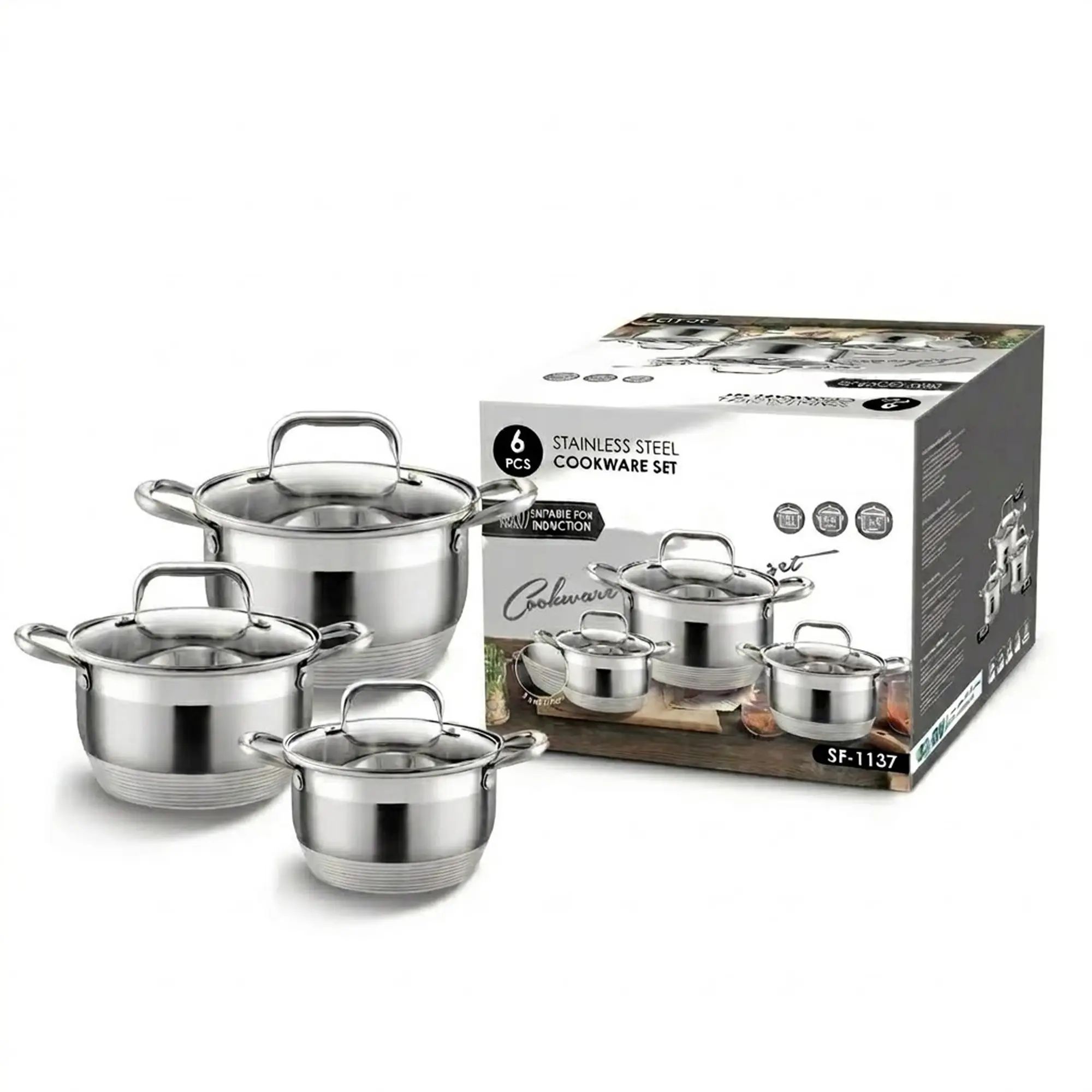 Extralink Home SF-1137 | Zestaw garnków | 3 szt, Stal nierdzewna, 2.1L, 2.9L, 3.9L