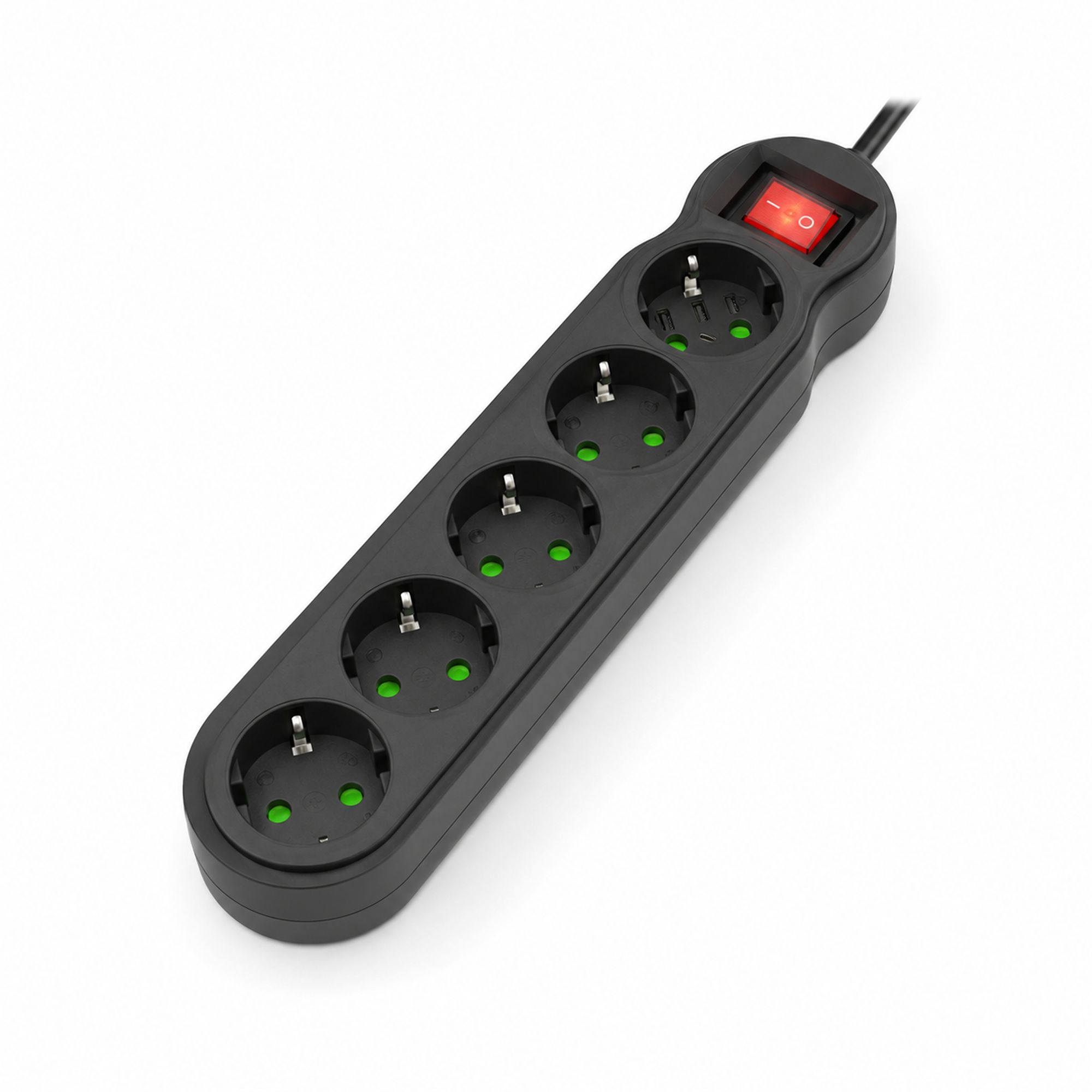 Extralink SmartLife E503-5P | Listwa zasilająca | 5 gniazd, 2x USB, 1x PD USB-C, 2500W, 10A, 110V-250V
