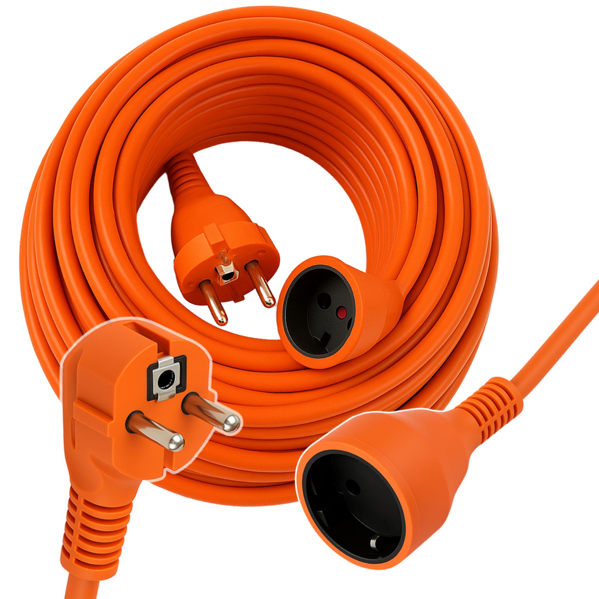 Powerlink by Extralink | Przedłużacz zasilający sieciowy | 50m, Pomarańczowy, Bez uziemienia, 2 x 1,5mm2