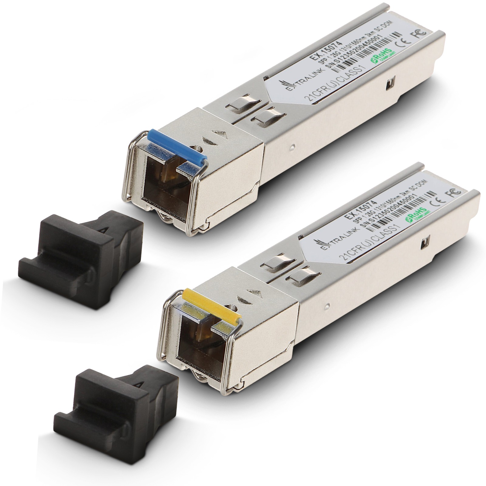Extralink SFP 1.25G | Moduł SFP WDM | 1,25Gbps, 1310/1550nm, single mode, 3km, SC, DOM, para, dedykowany dla HP/Aruba