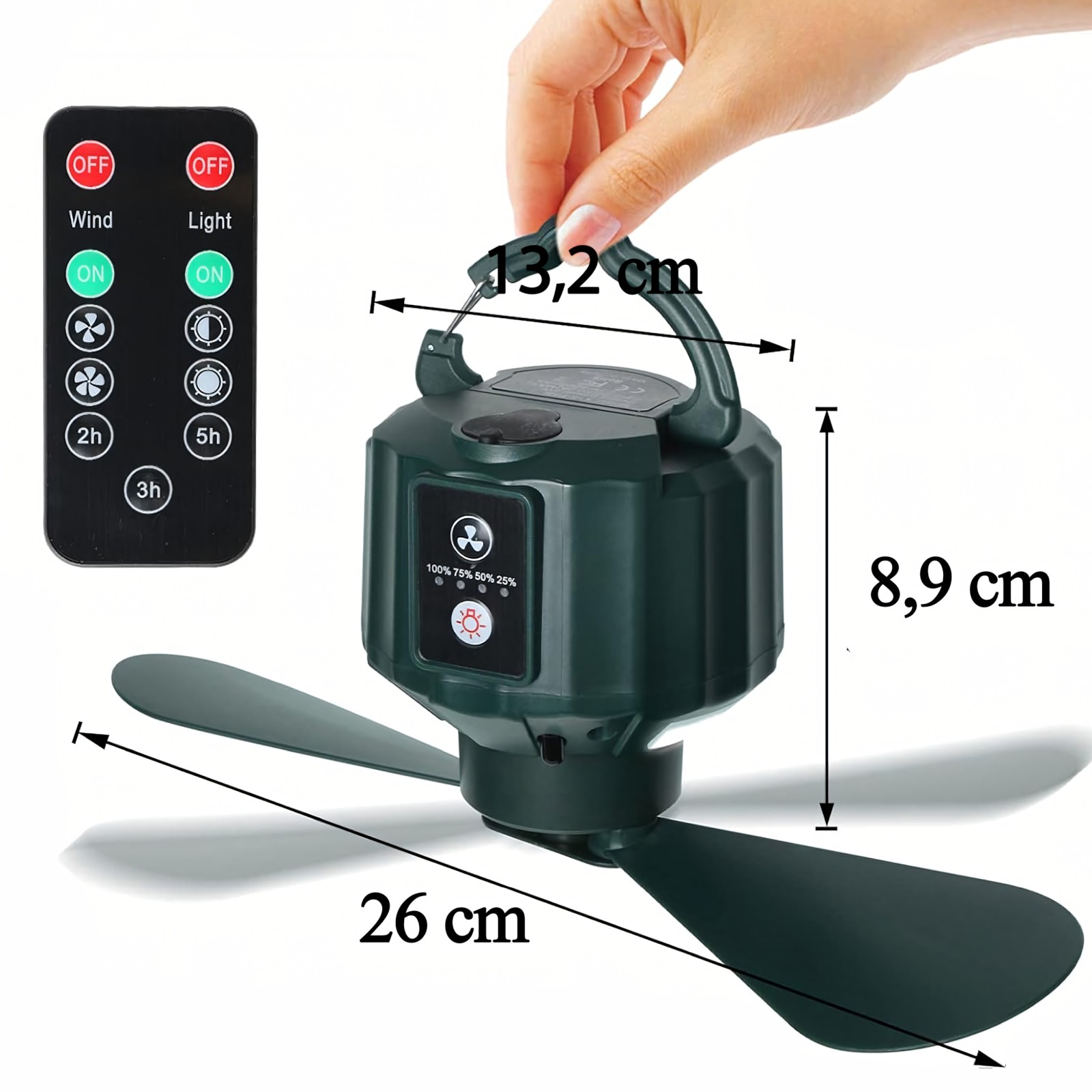 Black Forest | Przenośny wentylator 2w1 | sufitowy na USB - obrazek 3