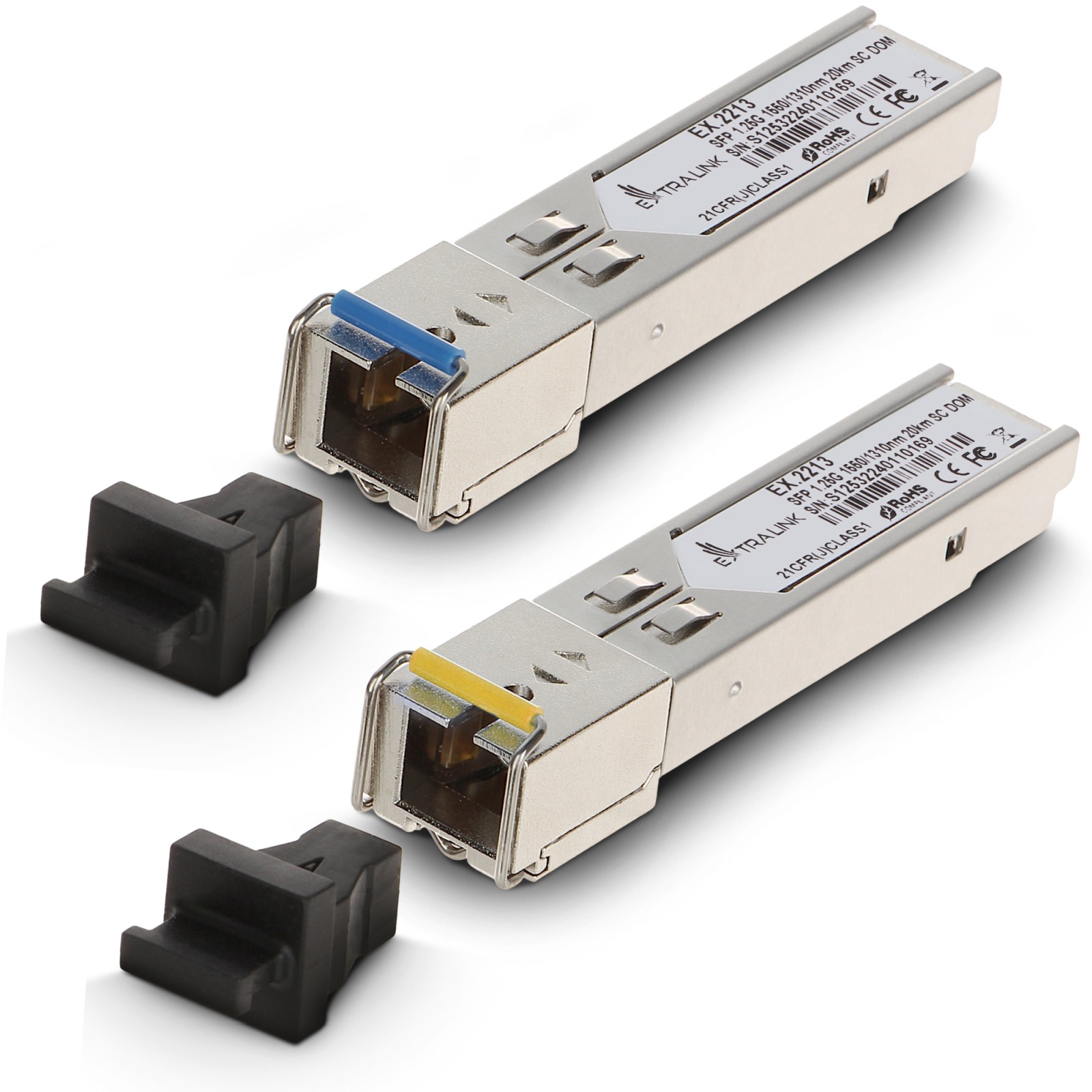 Extralink SFP 1.25G | Moduł SFP WDM | 1,25Gbps, 1310/1550nm, single mode, 20km, SC, DOM, para