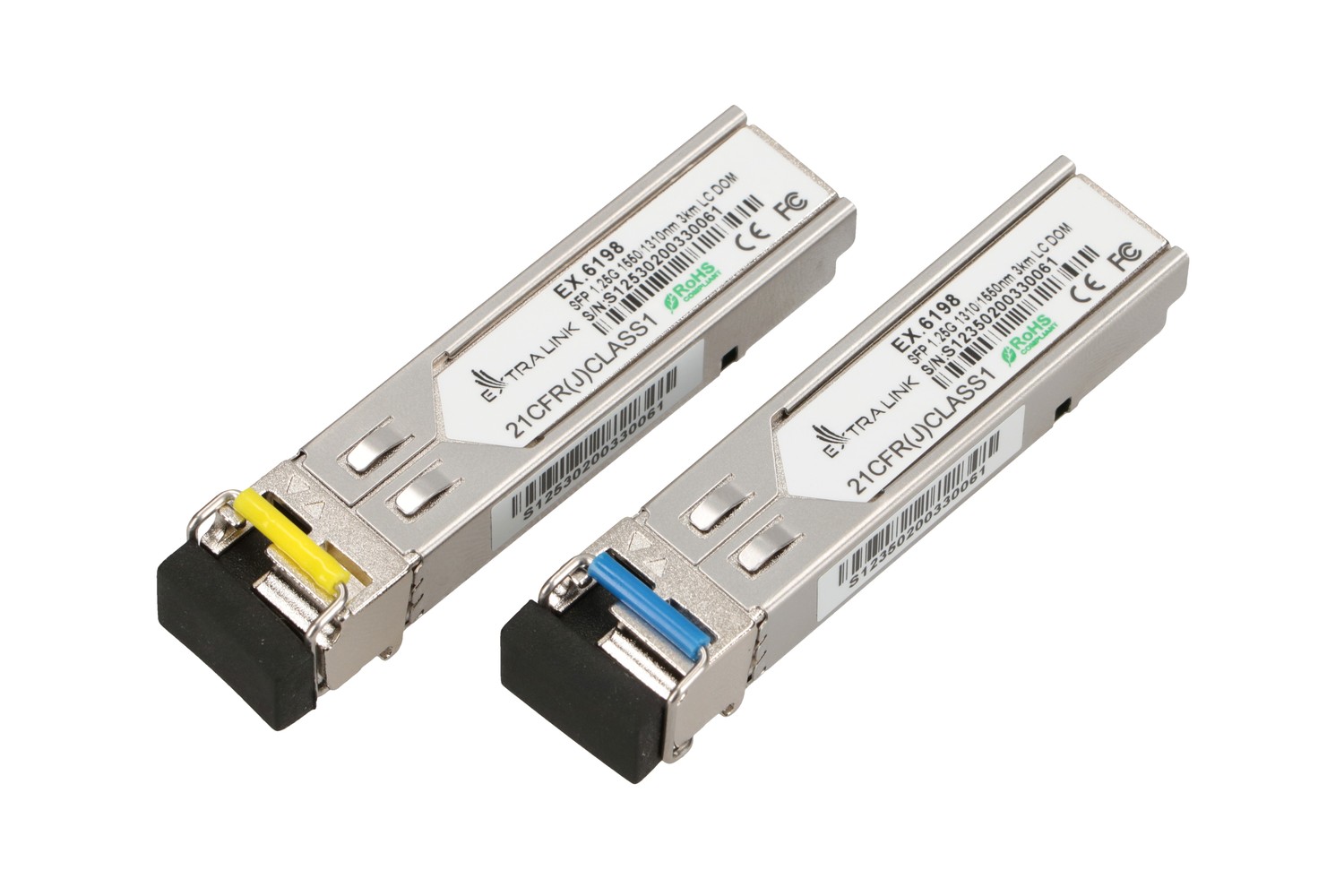 Extralink SFP 1.25G | Moduł SFP WDM | 1,25Gbps, 1310/1550nm, single mode, 3km, LC, DOM, para - obrazek 2
