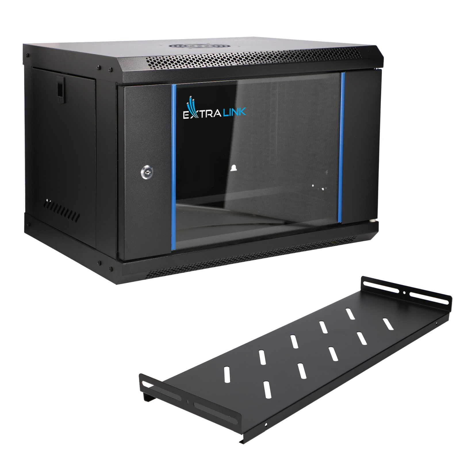 Extralink Lite 6U 530x400 Czarna | Szafa rack | montowana na ścianie, półka w zestawie