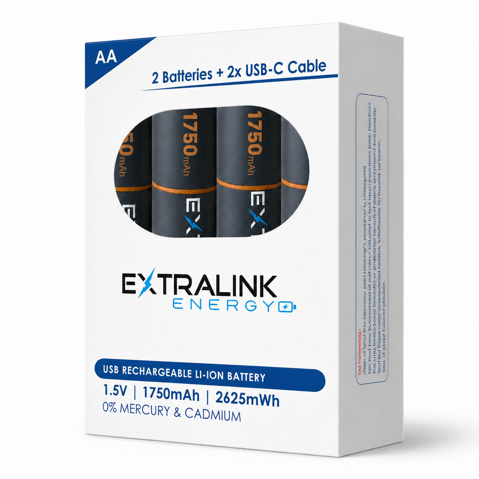 Extralink Smartlife AA Set 4-pak | Akumulatorki baterie | ładowane USB-C, 1.5V, 1750mAh