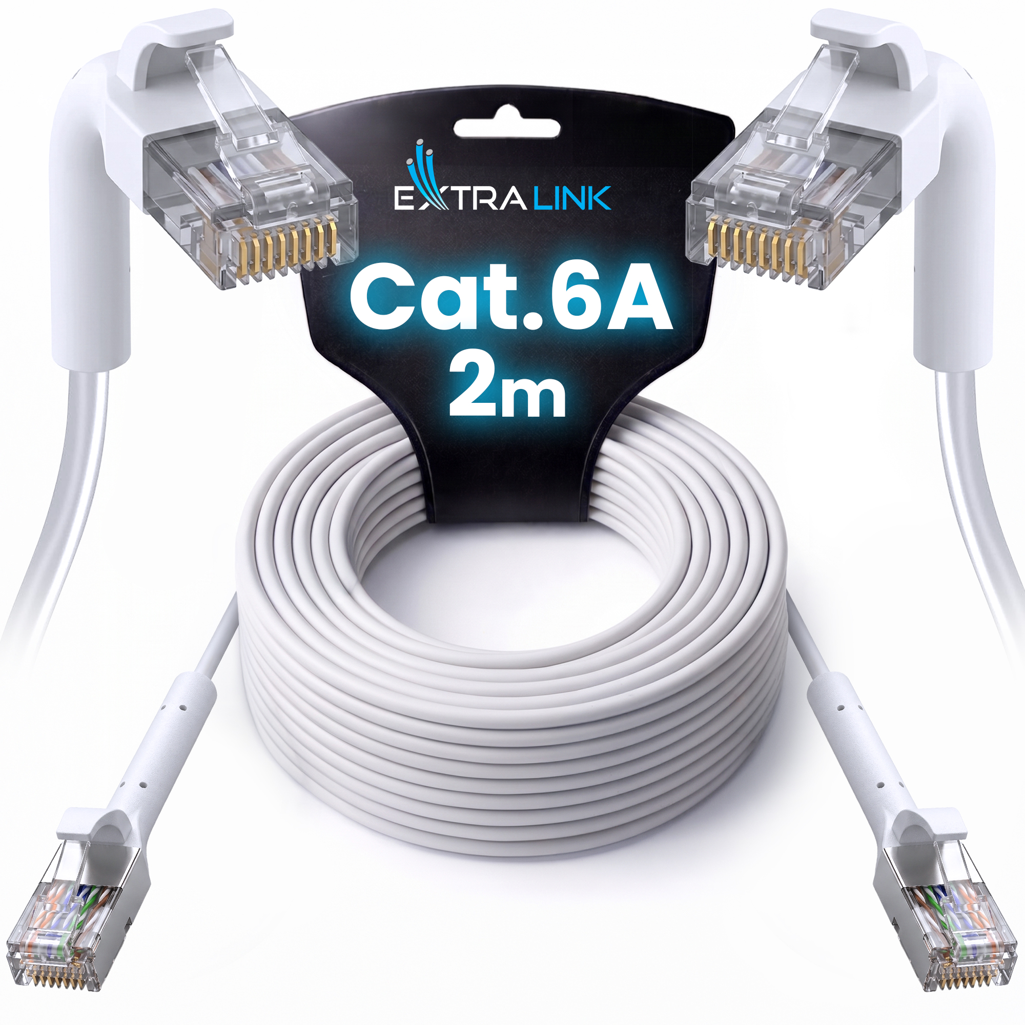 Extralink Kat.6A U/FTP 2m 1Gbps Biały | Patchcord LAN | Miedź Kabel sieciowy skrętka, łamana końcówka - obrazek 4