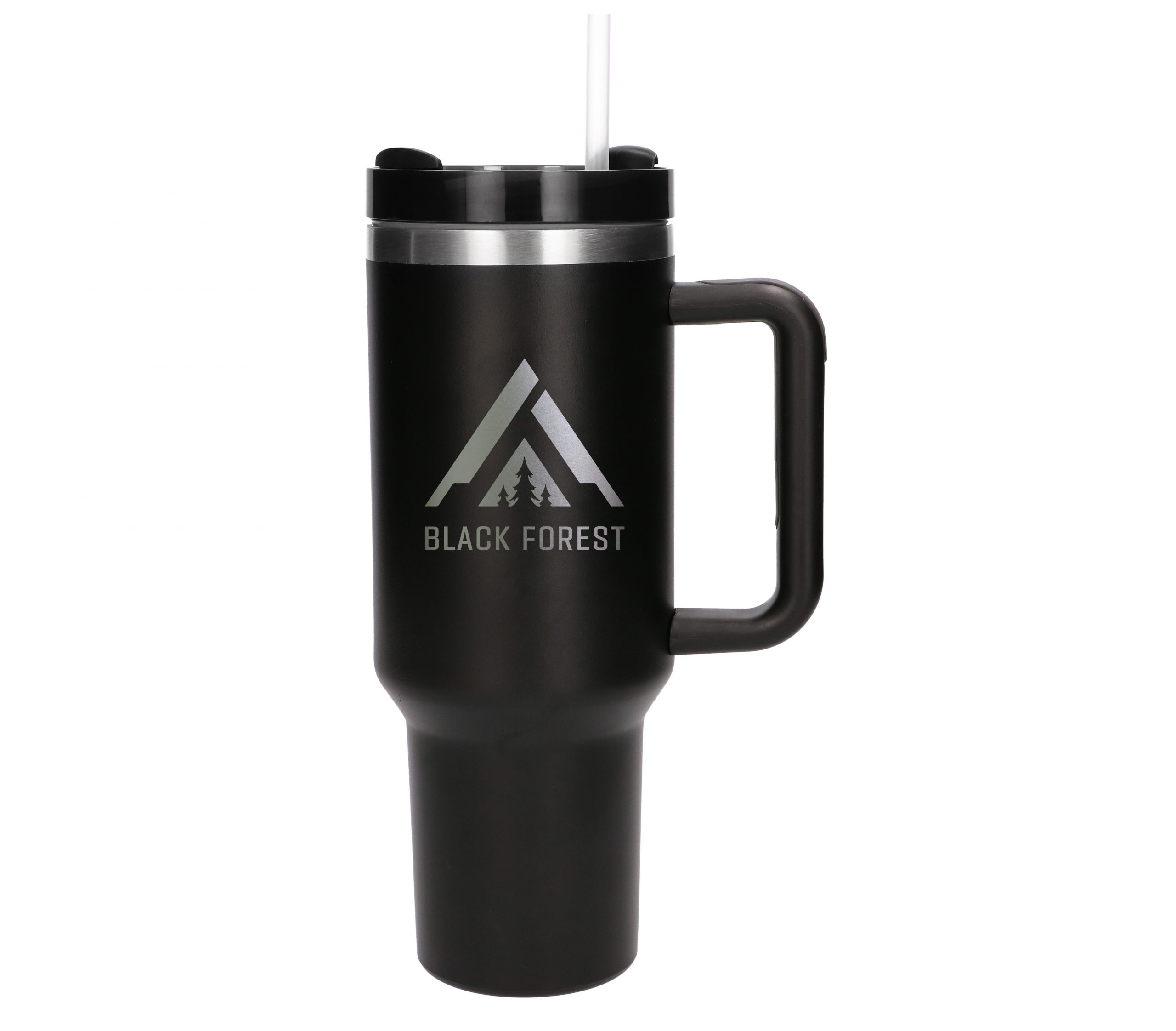 Black Forest | Kubek termiczny ze słomką | termos z uchwytem 1200ml czarny