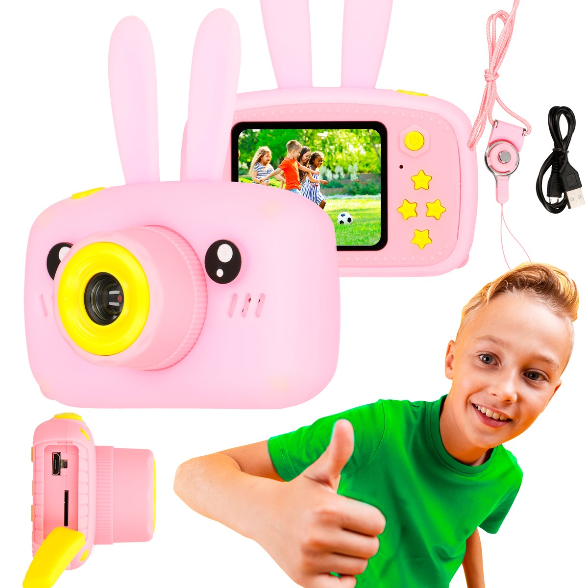 Extralink Kids Camera H23 Różowy | Aparat cyfrowy | 1080P 30fps, wyświetlacz 2.0"