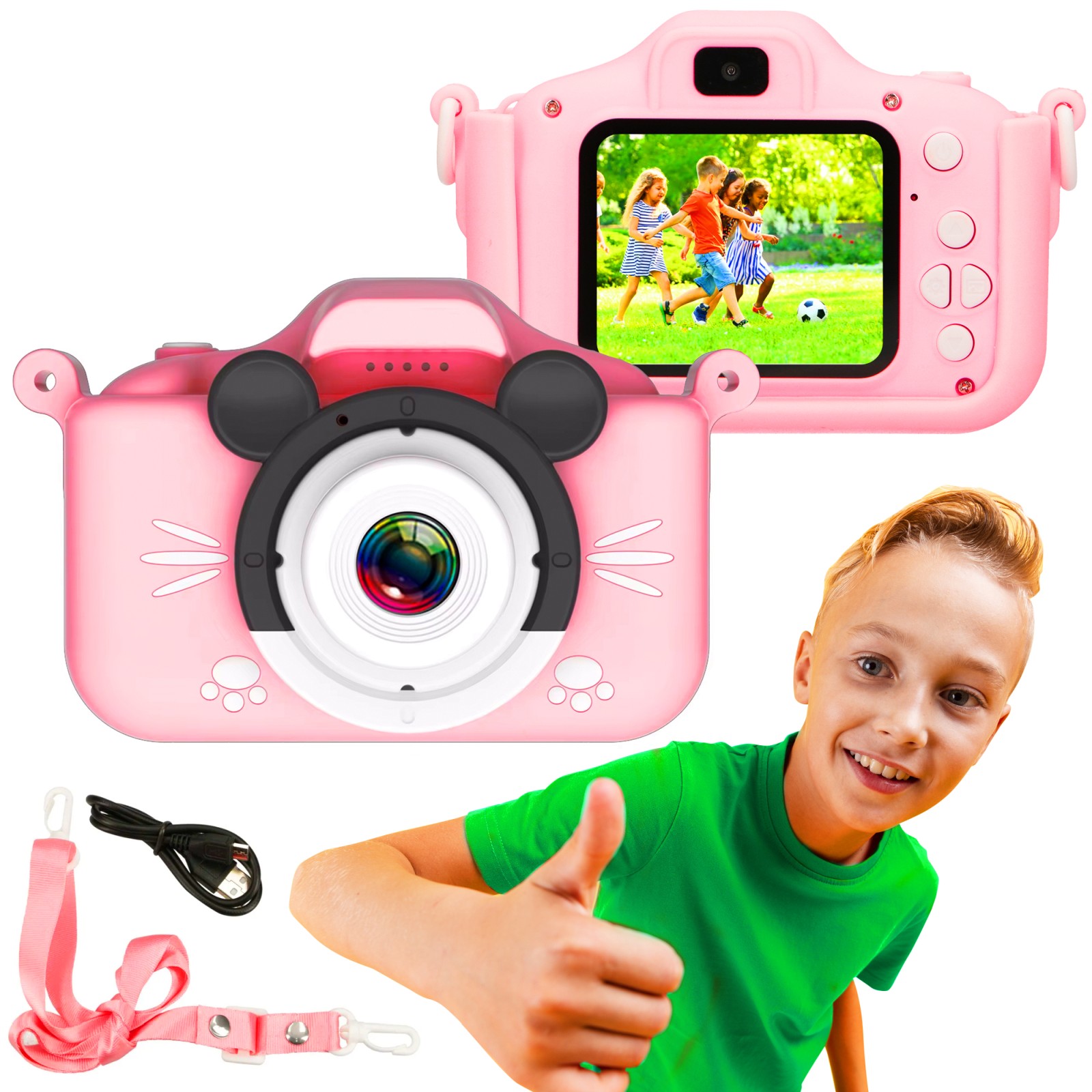 Extralink Kids Camera H31 Single Różowy | Aparat cyfrowy | 1080P 30fps, wyświetlacz 2.0"
