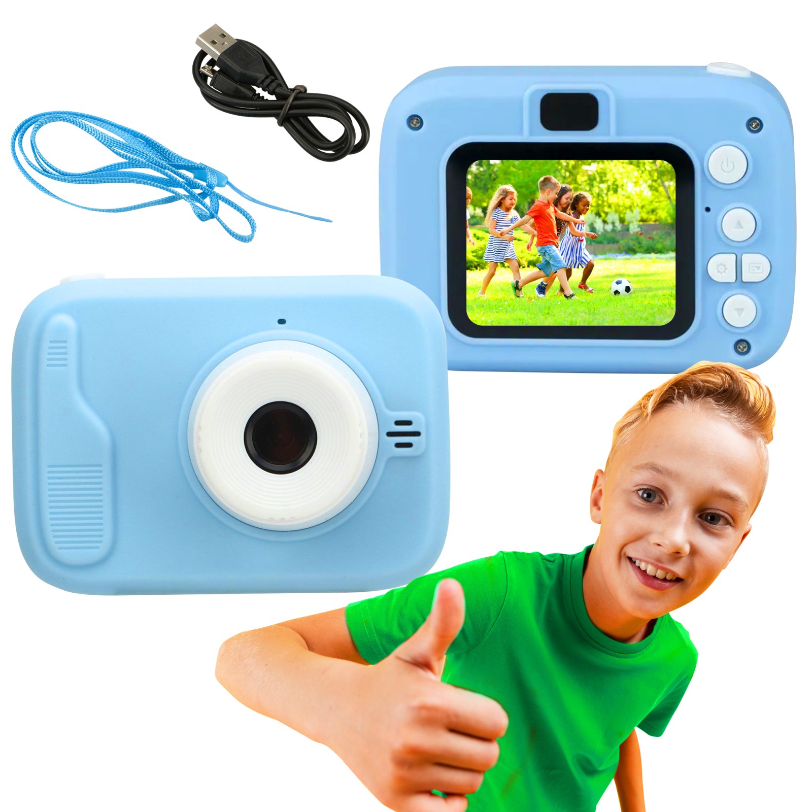 Extralink Kids Camera H35 Single Niebieski | Aparat cyfrowy | 1080P 30fps, wyświetlacz 2.0"