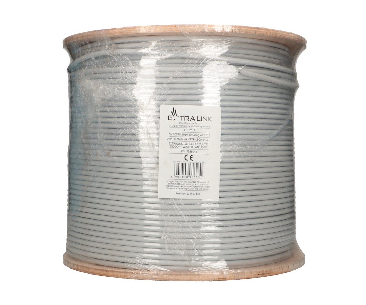 Extralink CAT6A FTP (F/FTP) V2 Wewnętrzny | Kabel sieciowy skrętka | 500M LSZH - obrazek 3