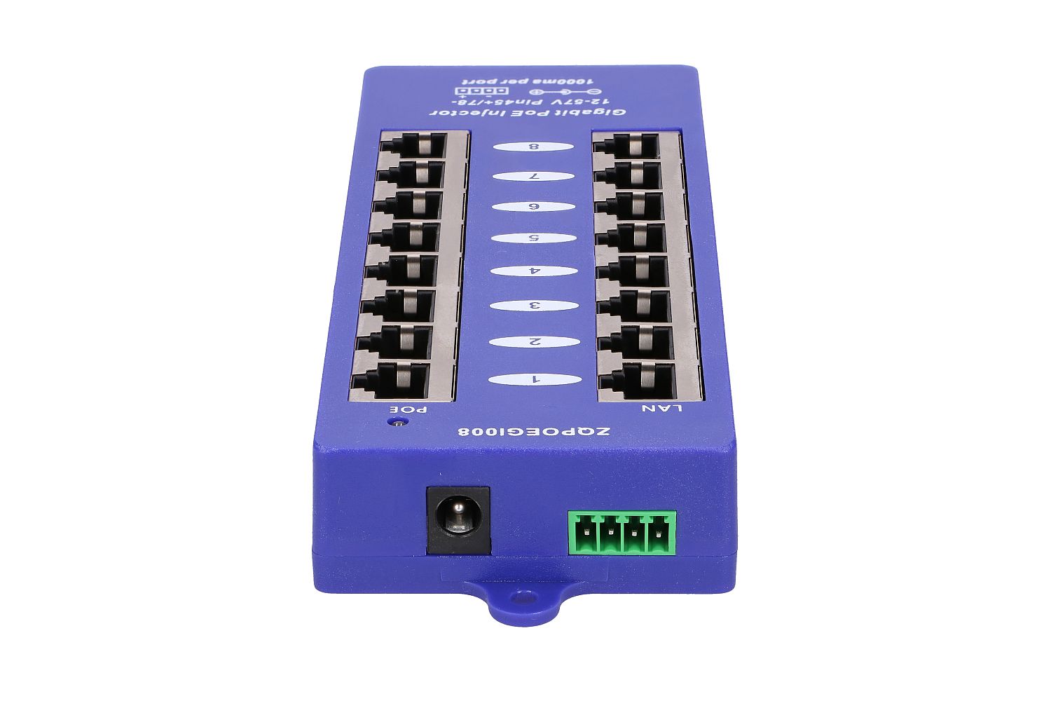 Extralink 8 Portowy | Gigabit PoE Injector | 8x 1000Mb/s RJ45, Mode B - obrazek 4