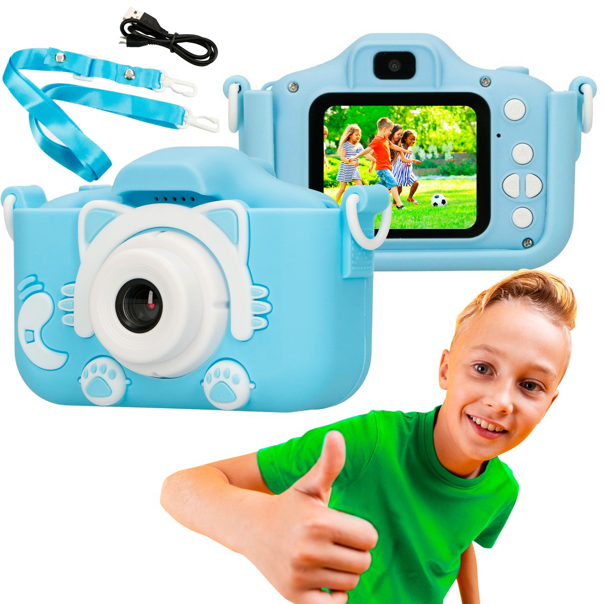 Extralink Kids Camera H27 Dual Niebieski | Aparat cyfrowy | 1080P 30fps, wyświetlacz 2.0"