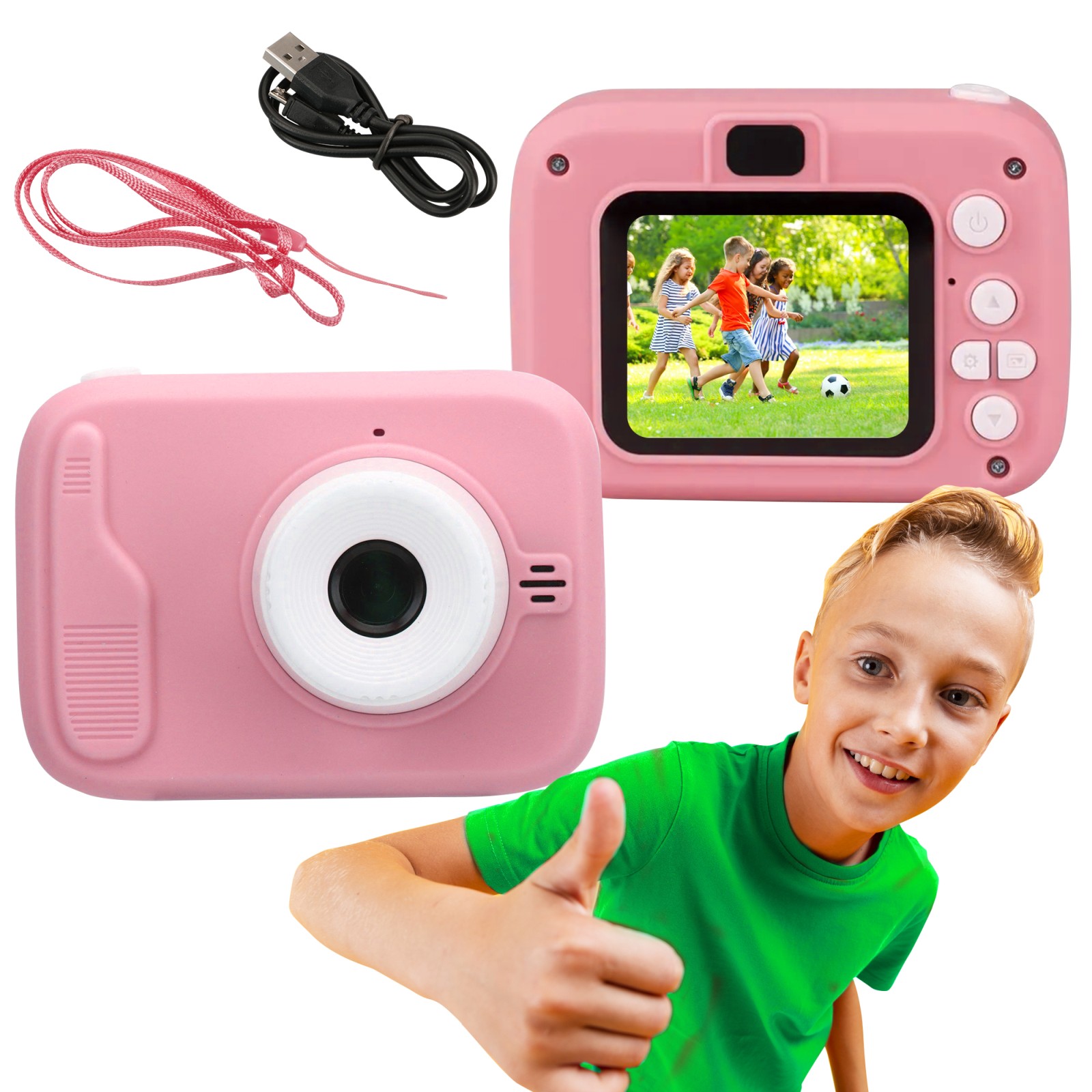 Extralink Kids Camera H35 Single Różowy | Aparat cyfrowy | 1080P 30fps, wyświetlacz 2.0"