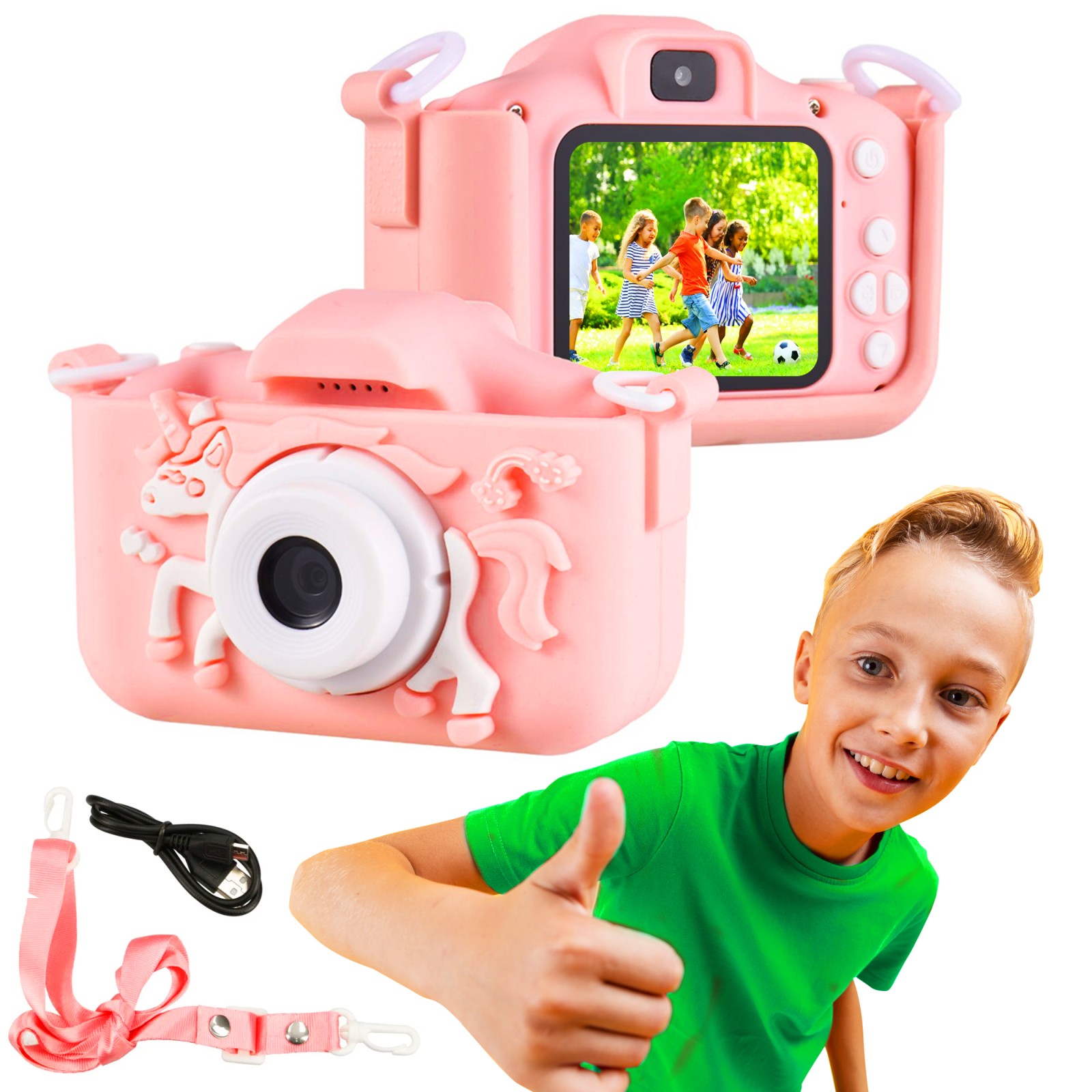 Extralink Kids Camera H29 Single Różowy | Aparat cyfrowy | 1080P 30fps, wyświetlacz 2.0"