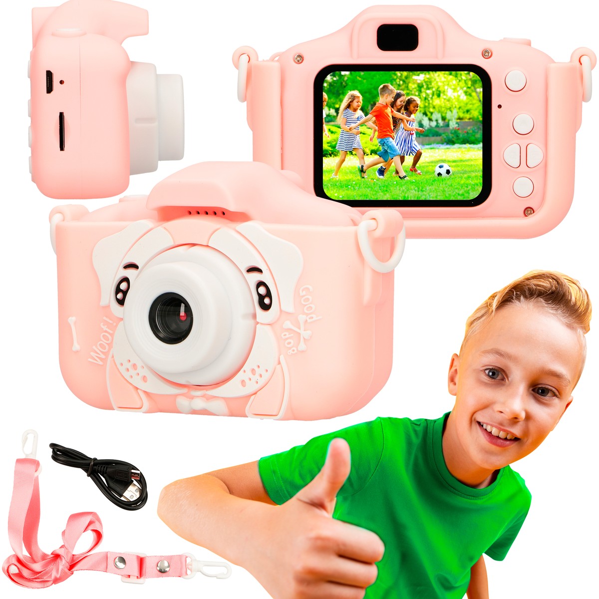 Extralink Kids Camera H28 Single Różowy | Aparat cyfrowy | 1080P 30fps, wyświetlacz 2.0"