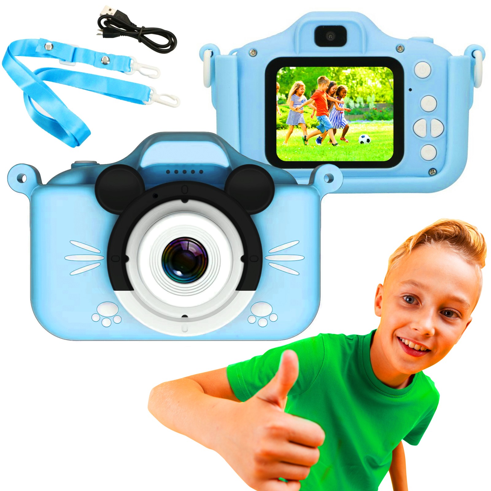 Extralink Kids Camera H31 Single Niebieski | Aparat cyfrowy | 1080P 30fps, wyświetlacz 2.0"
