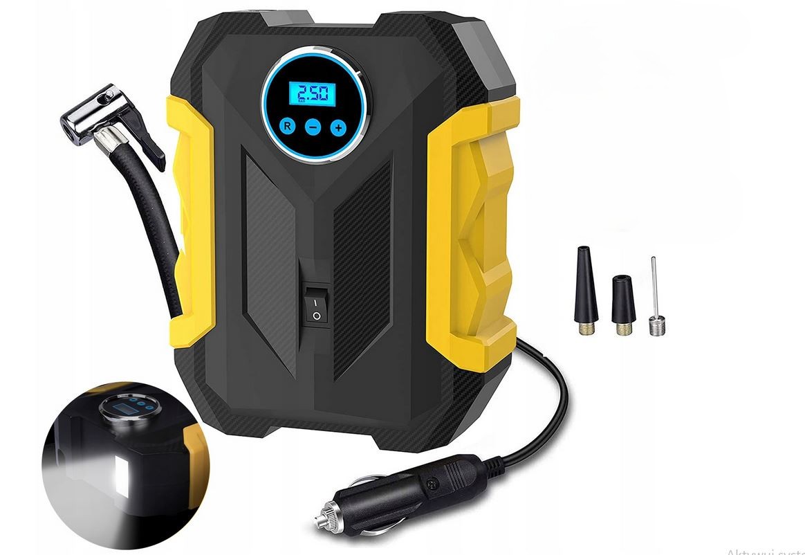 Extralink | Kompresor samochodowy | na gniazdo zapalniczki, 150PSI, 100W, LCD, latarka, akcesoria