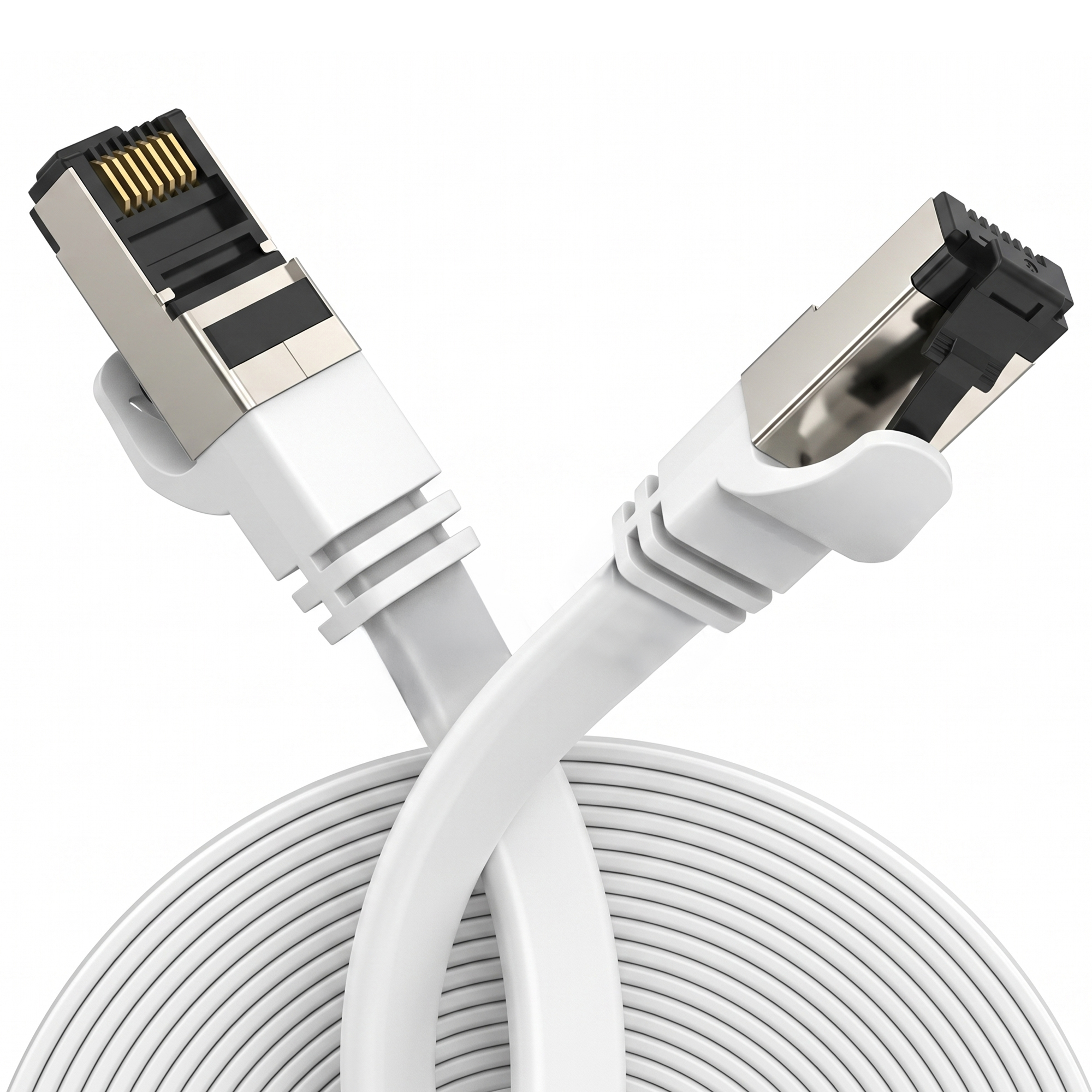 Extralink Kat.8 U/FTP 2m 40G Biały | Patchcord LAN | płaski, Miedź Kabel sieciowy skrętka