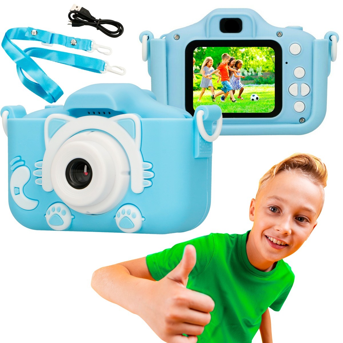 Extralink Kids Camera H27 Single Niebieski | Aparat cyfrowy | 1080P 30fps, wyświetlacz 2.0"