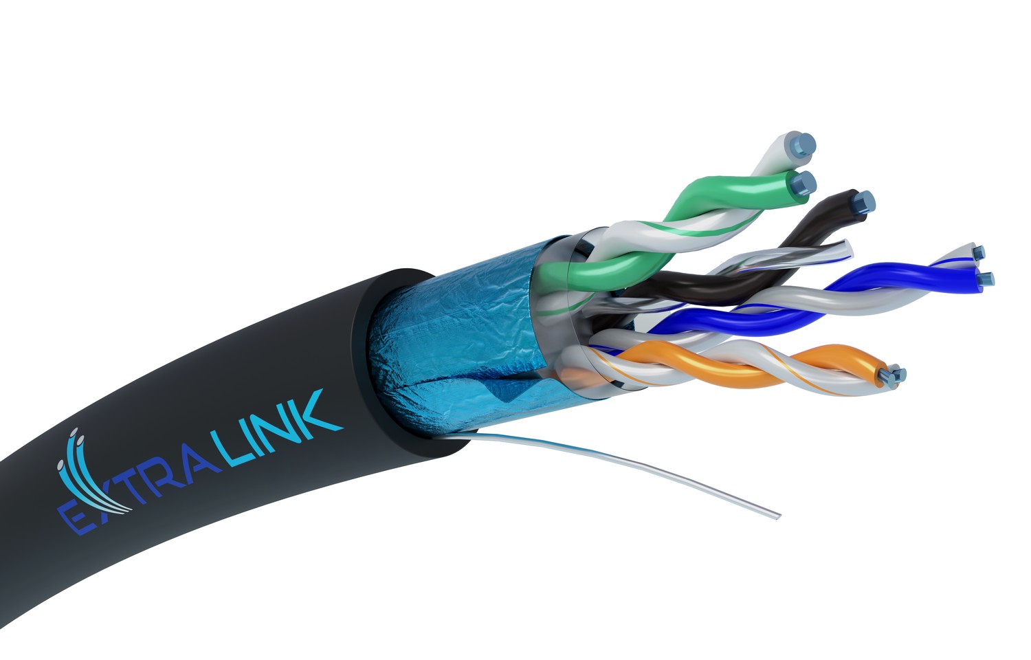 Extralink CAT5E FTP (F/UTP) Zewnętrzny żelowany | Kabel sieciowy skrętka | 305M - obrazek 2