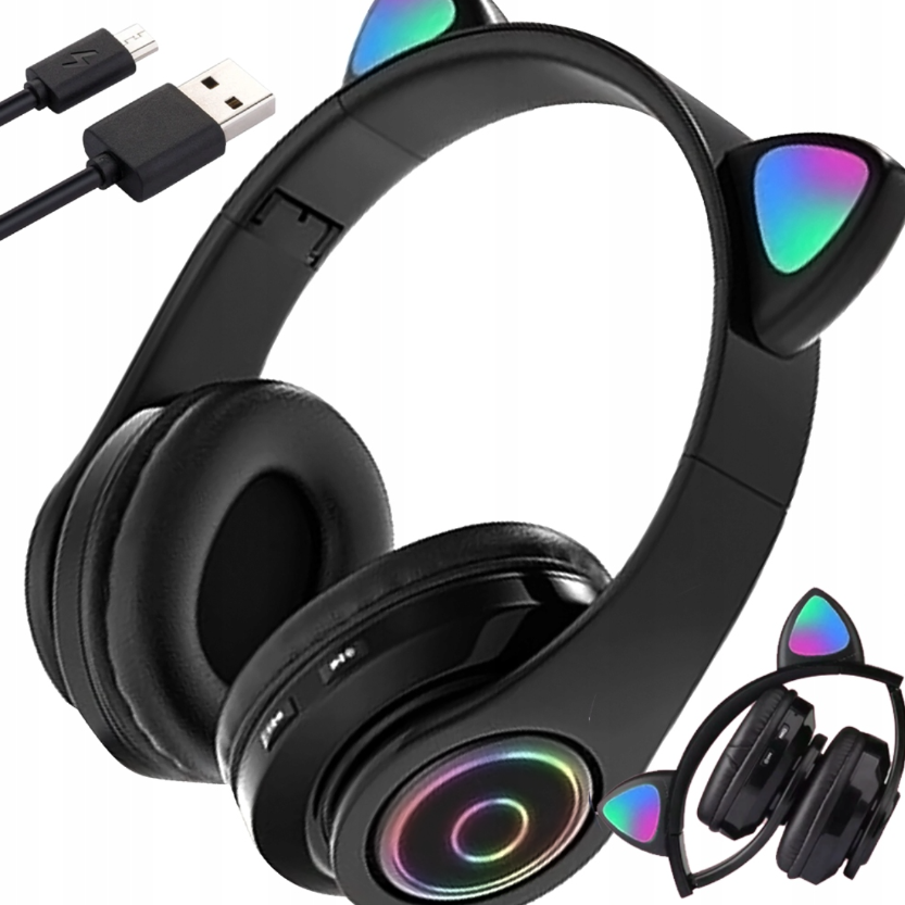 Extralink Kids Headphones Pro Czarne | Słuchawki przewodowe | Kocie Uszy