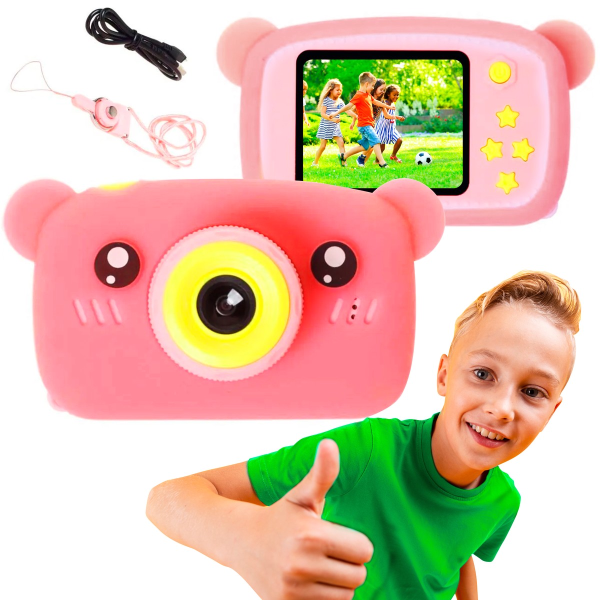 Extralink Kids Camera H25 Różowy | Aparat cyfrowy | 1080P 30fps, wyświetlacz 2.0"