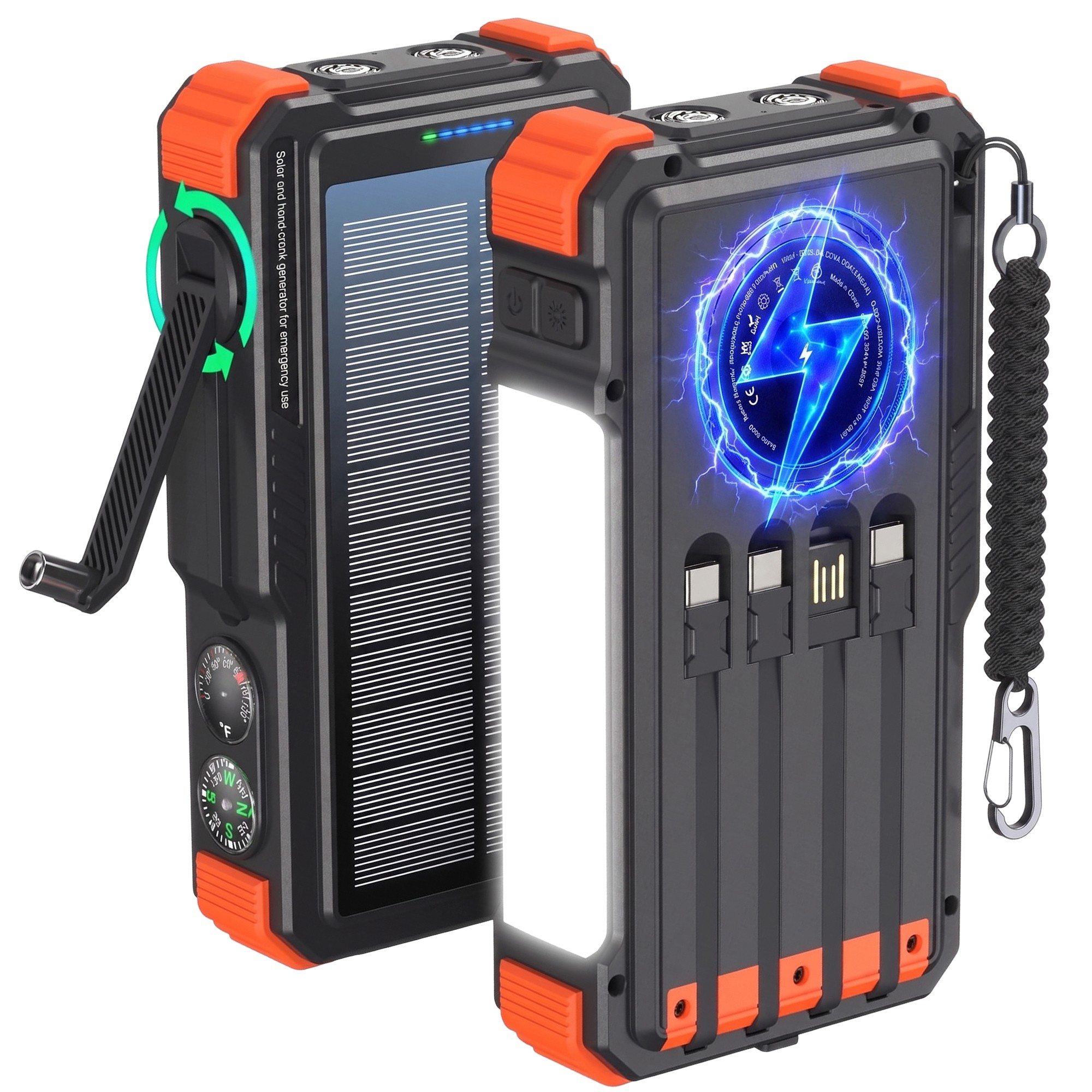Extralink | Powerbank solarny | 20000mAh, 20W, dynamo, indukcja, lampa, latarka