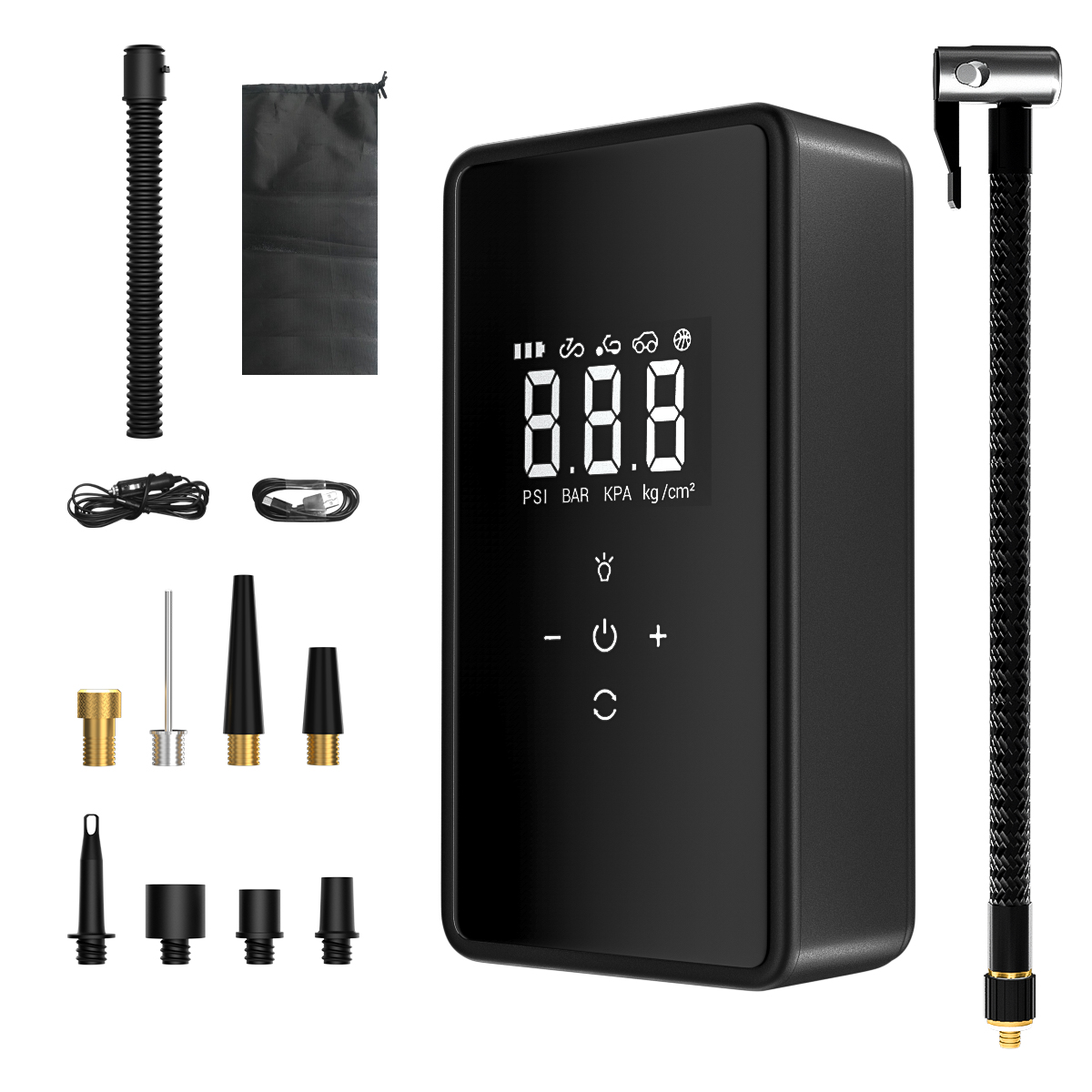 Extralink | Kompresor samochodowy | 6000 mAh, 12V 230V, 8 końcówek, 60W, powerbank