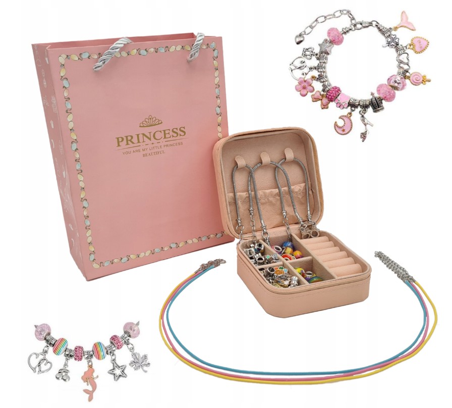 Extralink | Zestaw do tworzenia biżuterii robienia bransoletek | charms 66el + torba